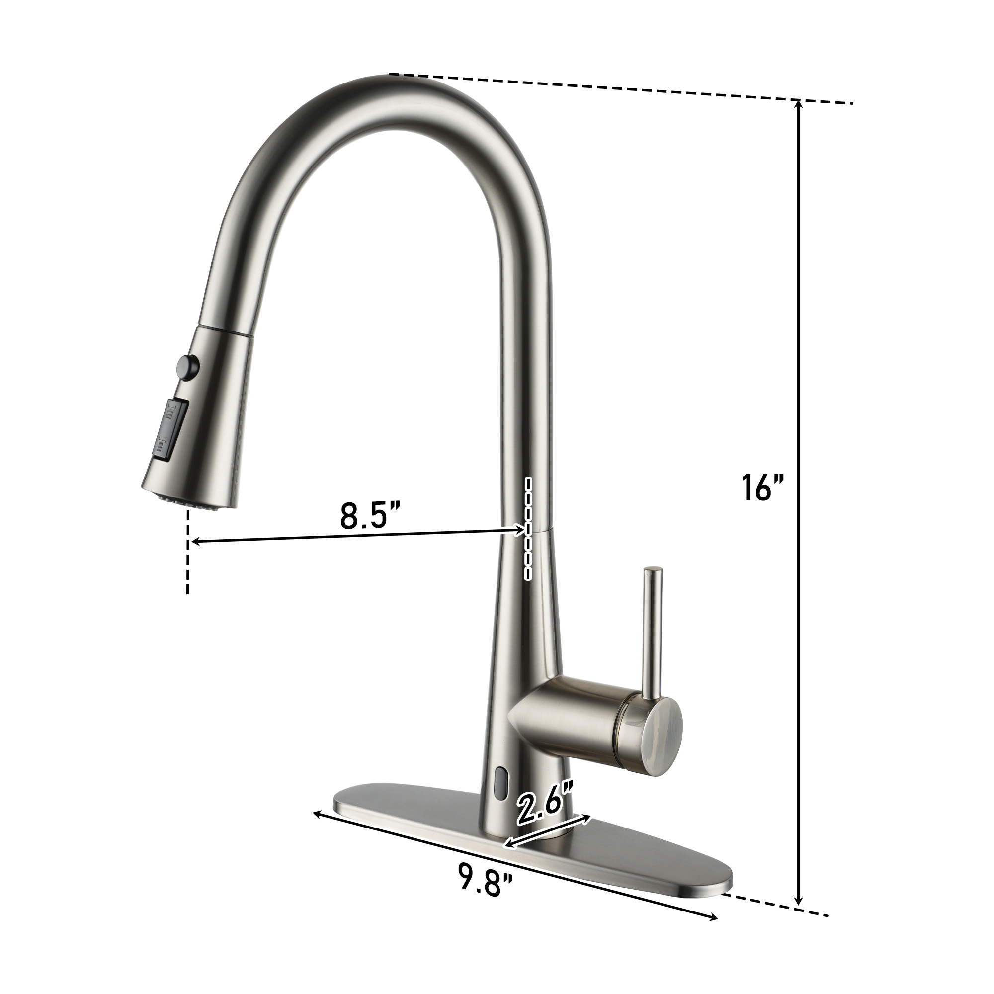 Touchless single handle pull out kitchen faucet