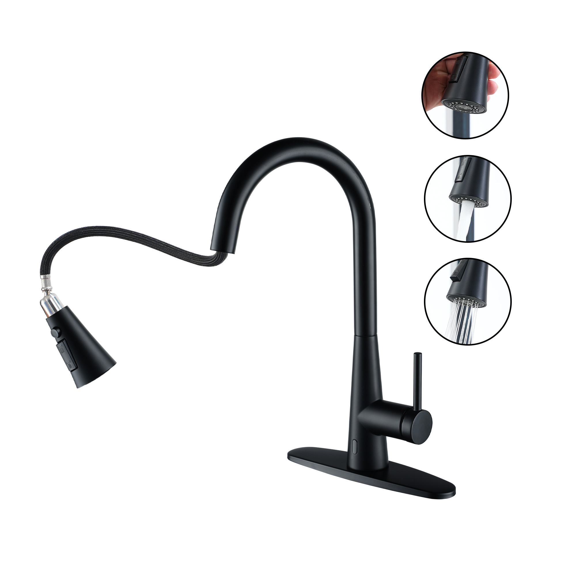 Touchless single handle pull out kitchen faucet