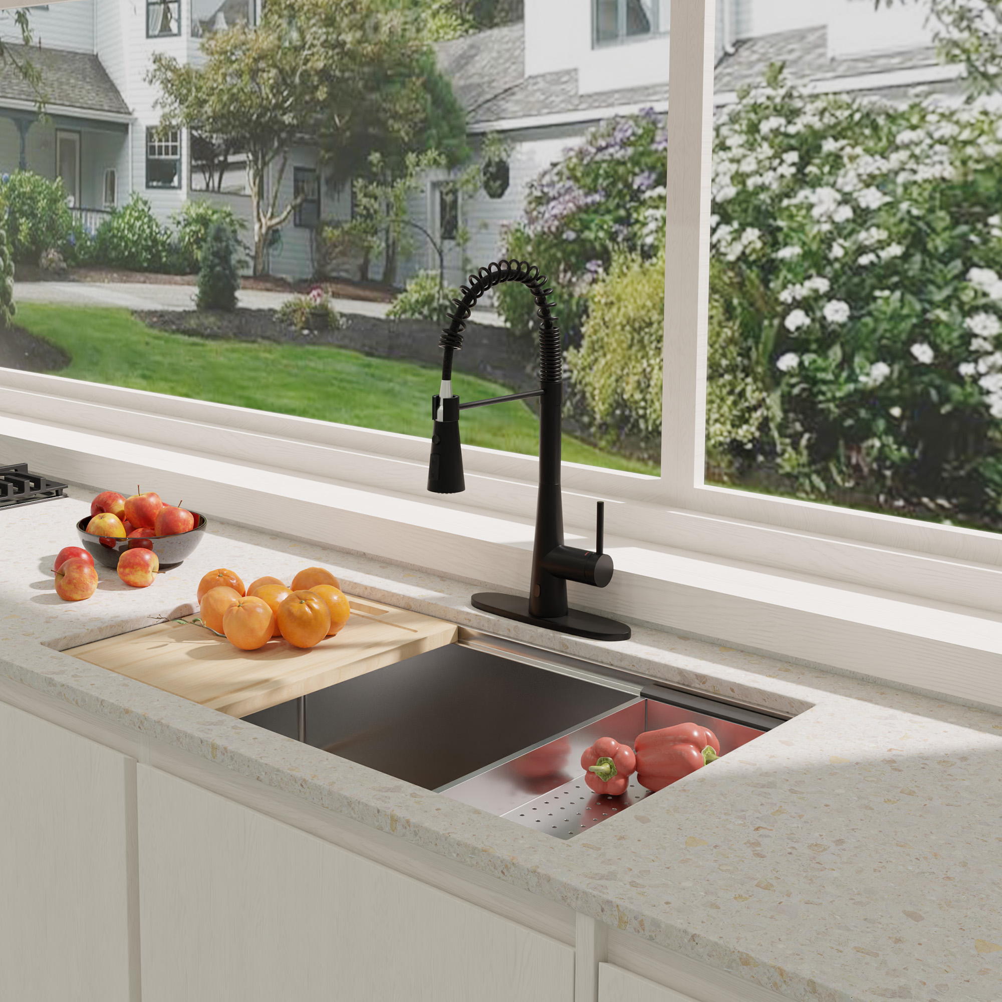 Touchless Spring Single Hole Pull dowm Sensor Kitchen Faucet Designer Style