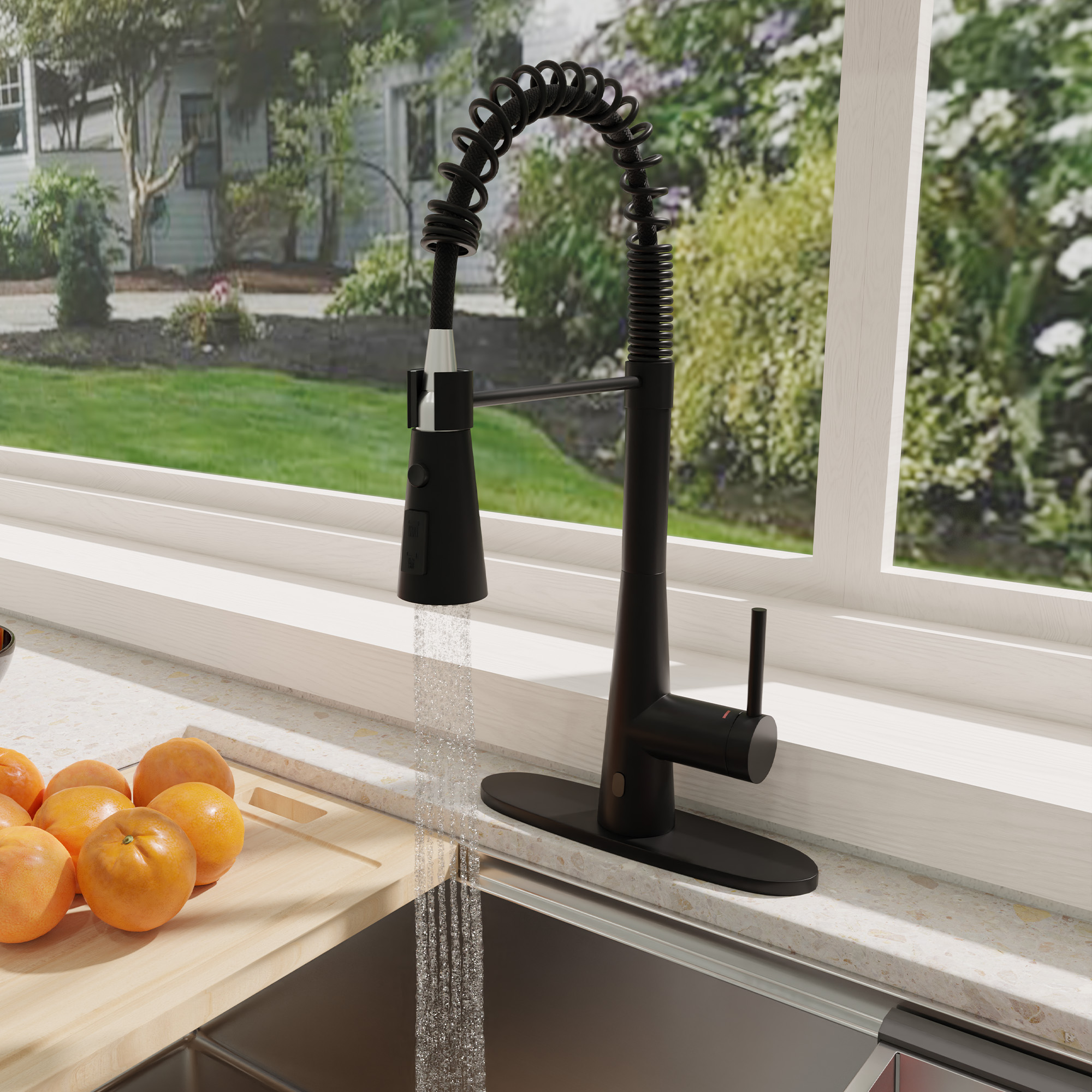 Touchless Spring Single Hole Pull dowm Sensor Kitchen Faucet Designer Style