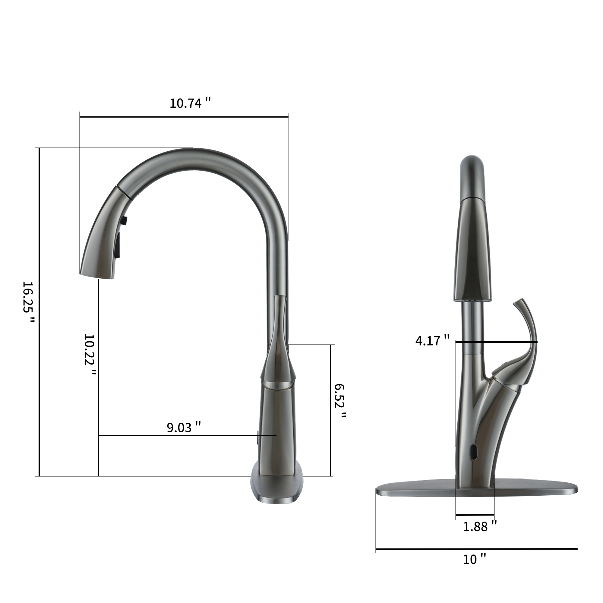 3-Spray Patterns 1.8 GPM Single Handle Touchless Pull-out Kitchen Faucet Wtih soap dispenser