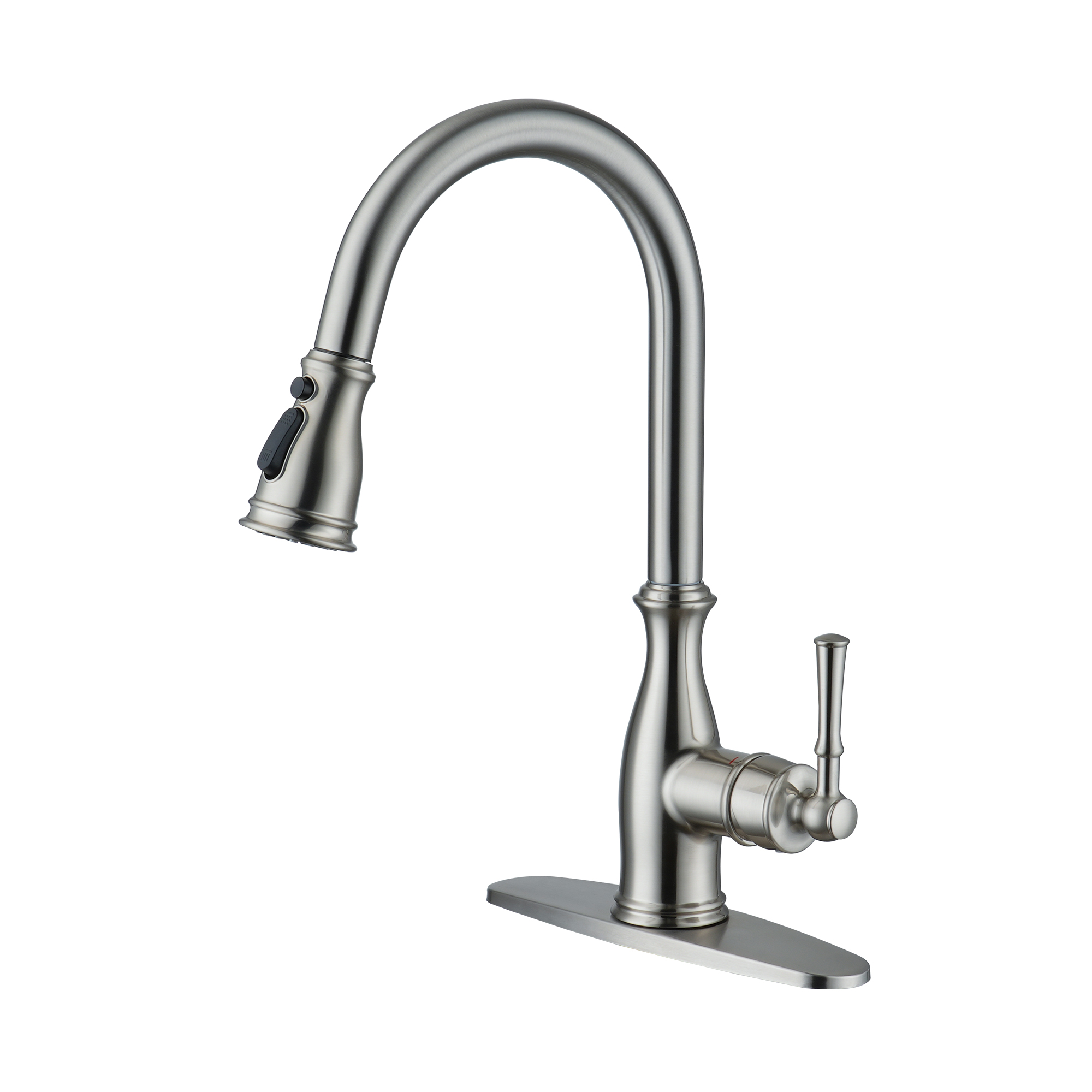 3-Spray Patterns 1.8 GPM Single Handle Brushed Nickel Pull-Out Kitchen Faucet With Brush