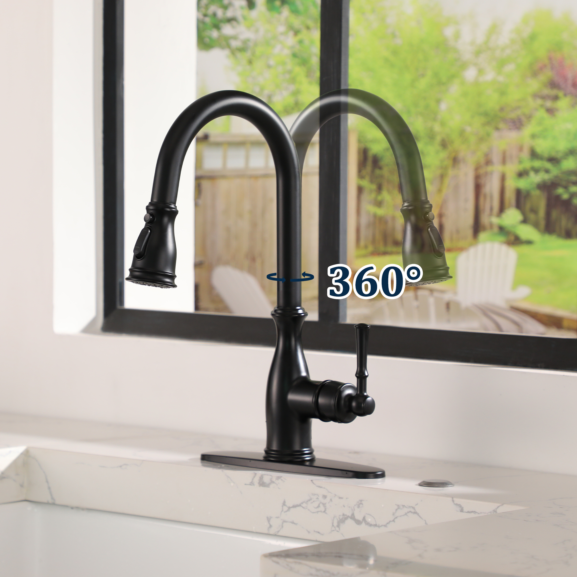 3-Spray Patterns 1.8 GPM Single Handle Brushed Nickel Pull-Out Kitchen Faucet With Brush
