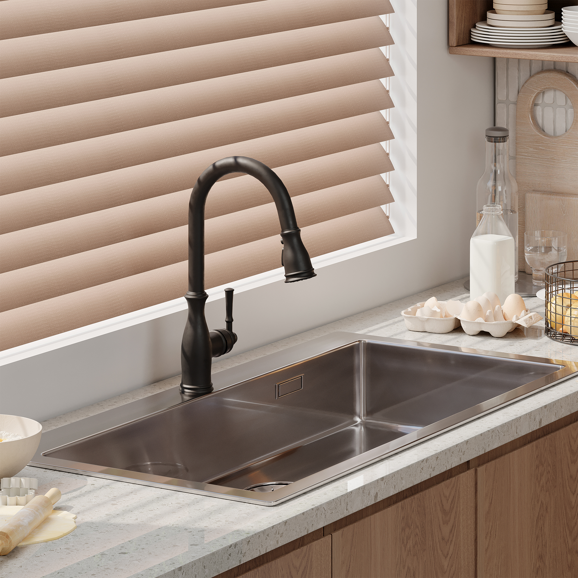 3-Spray Patterns 1.8 GPM Single Handle Brushed Nickel Pull-Out Kitchen Faucet With Brush
