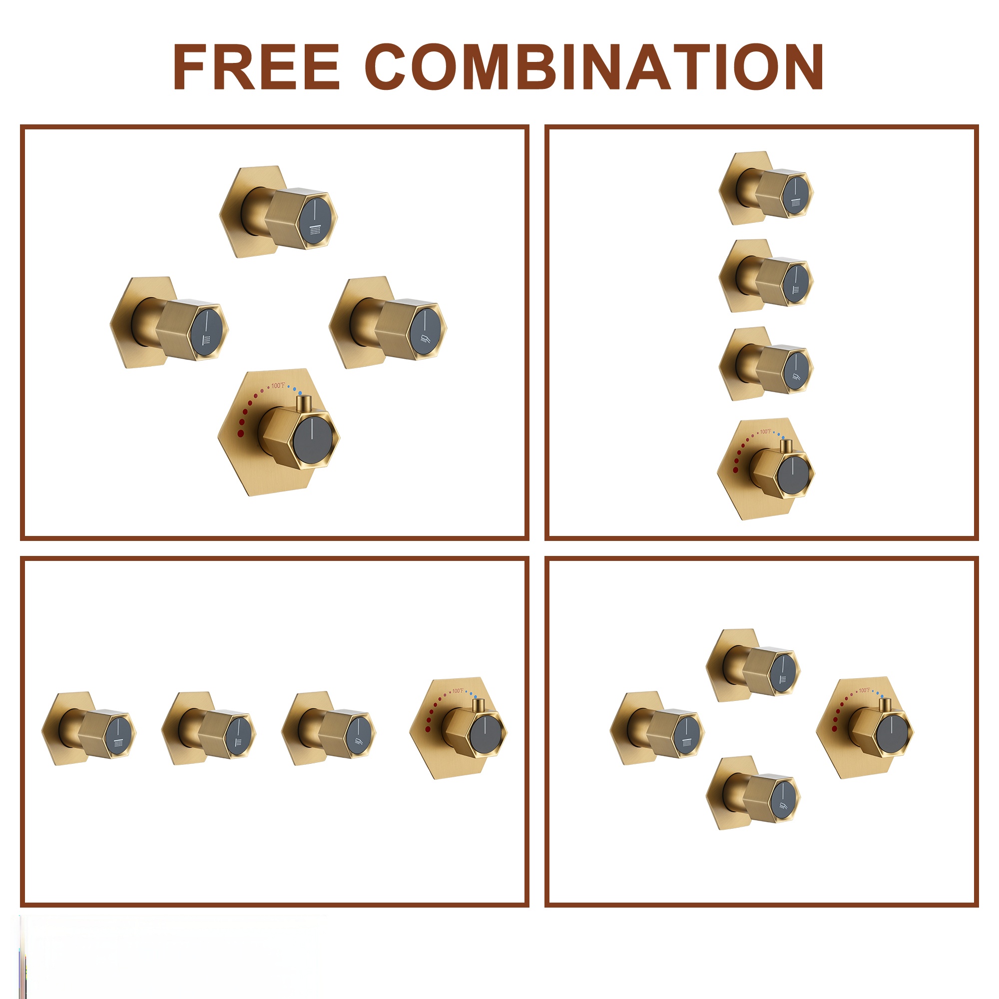 12in Thermostatic Ceiling Mount 3 Functions Shower System with Body Jets and Storage Shelf