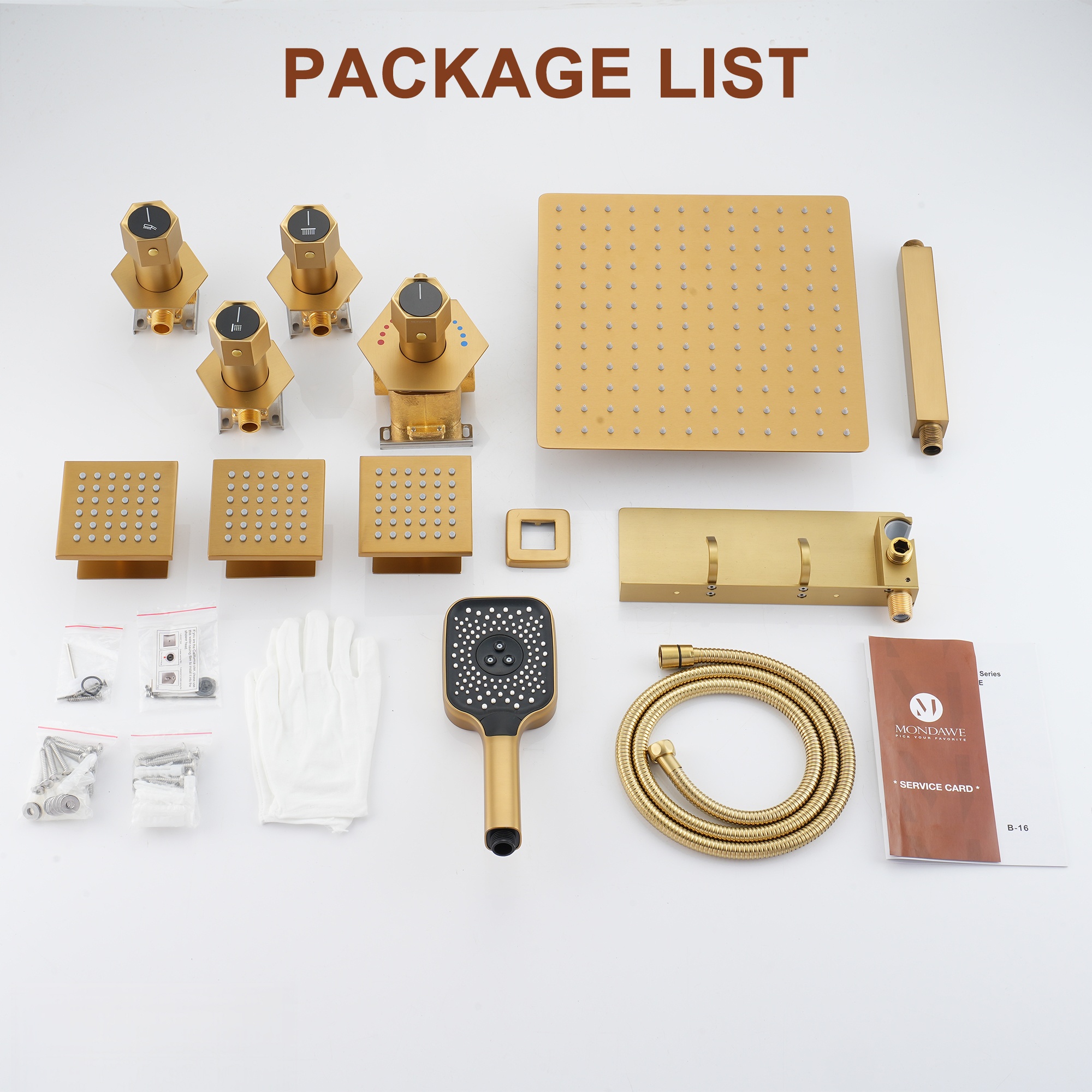 12in Thermostatic Ceiling Mount 3 Functions Shower System with Body Jets and Storage Shelf