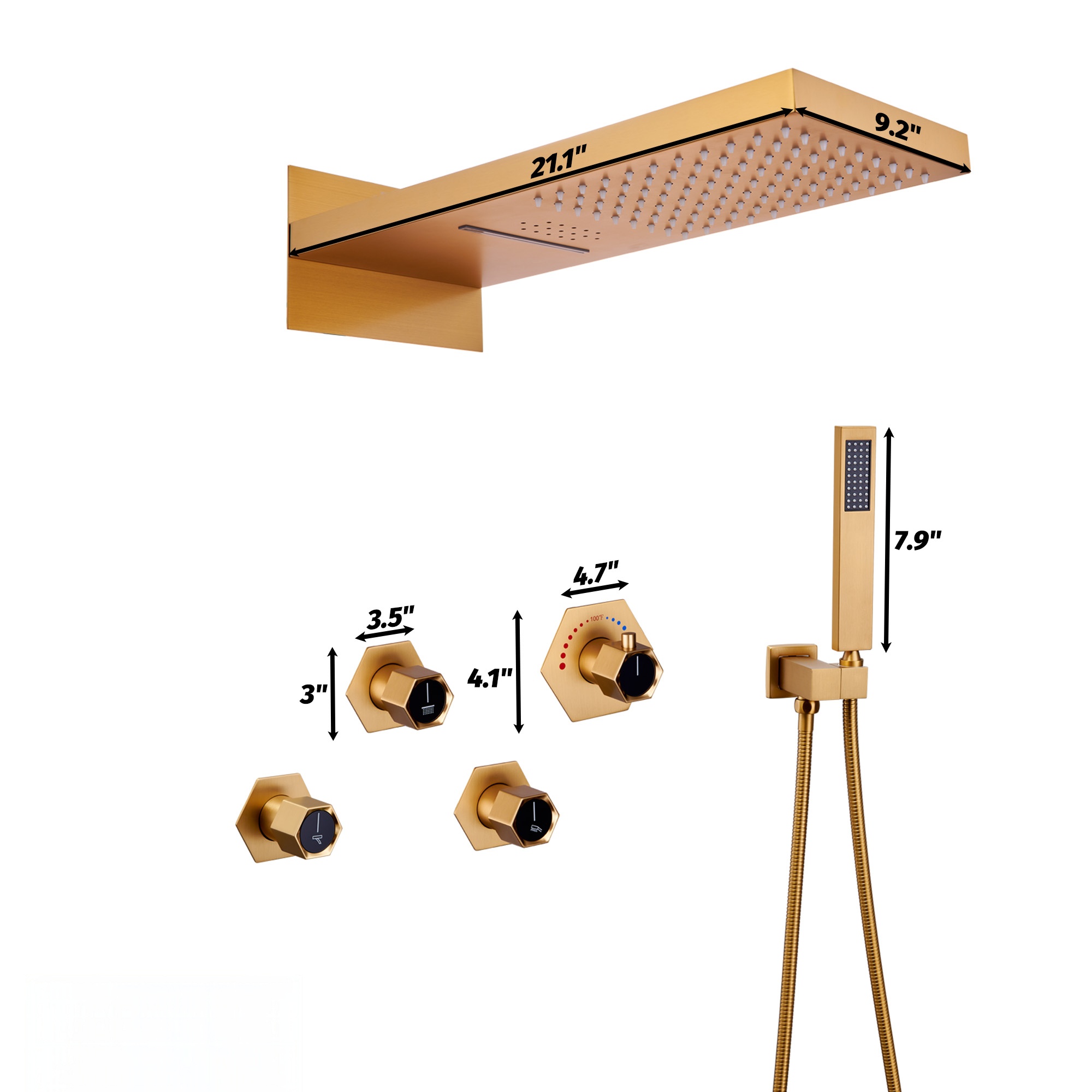 3 Functions Wall-Mounted Luxury LED and Music Thermostatic Complete Shower System Rough-in Valve Included