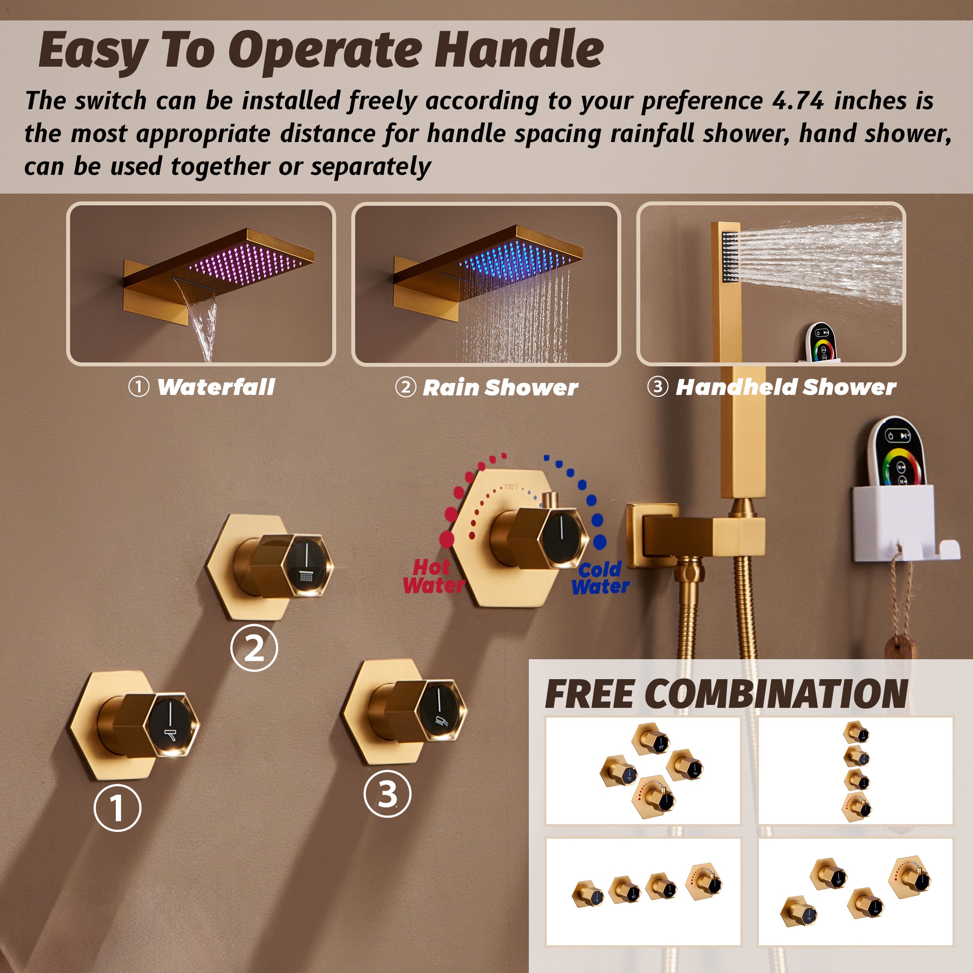 3 Functions Wall-Mounted Luxury LED and Music Thermostatic Complete Shower System Rough-in Valve Included