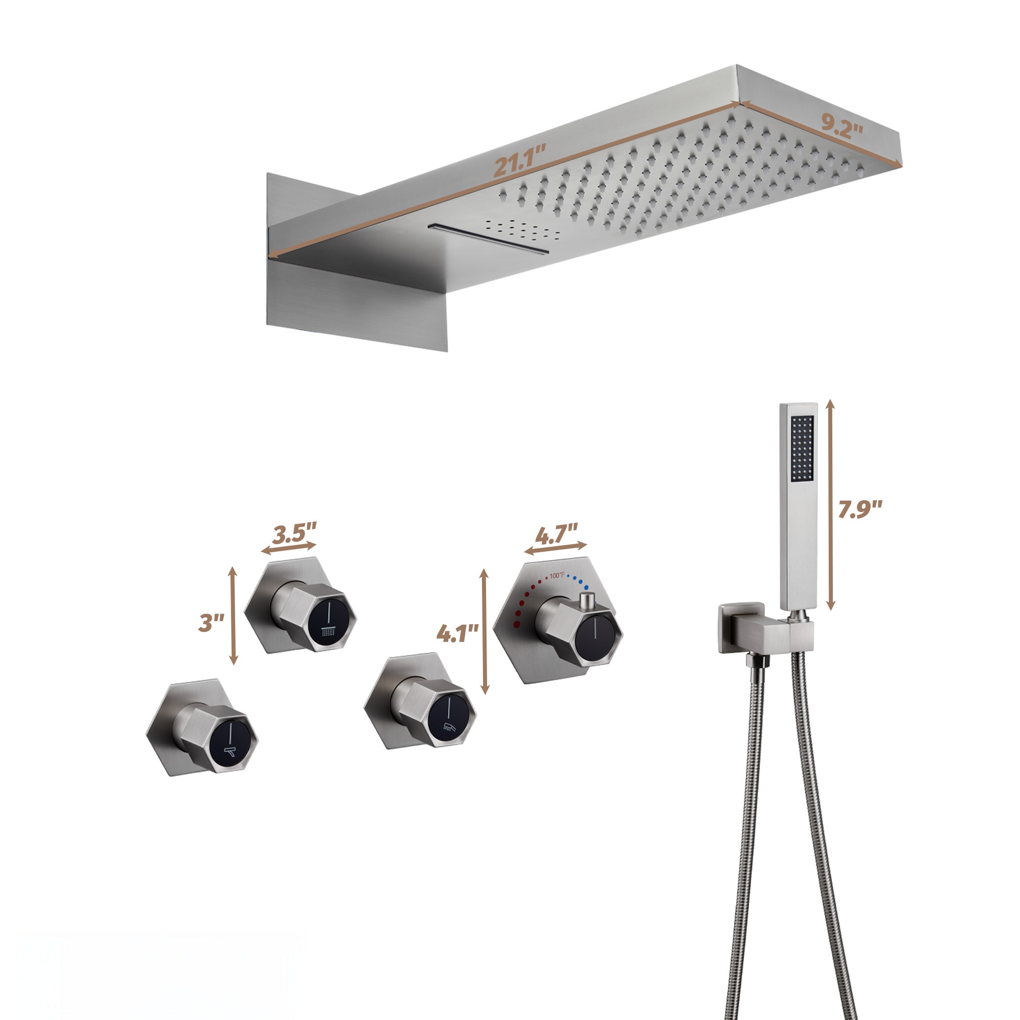 3 Functions Wall-Mounted Luxury LED and Music Thermostatic Complete Shower System Rough-in Valve Included