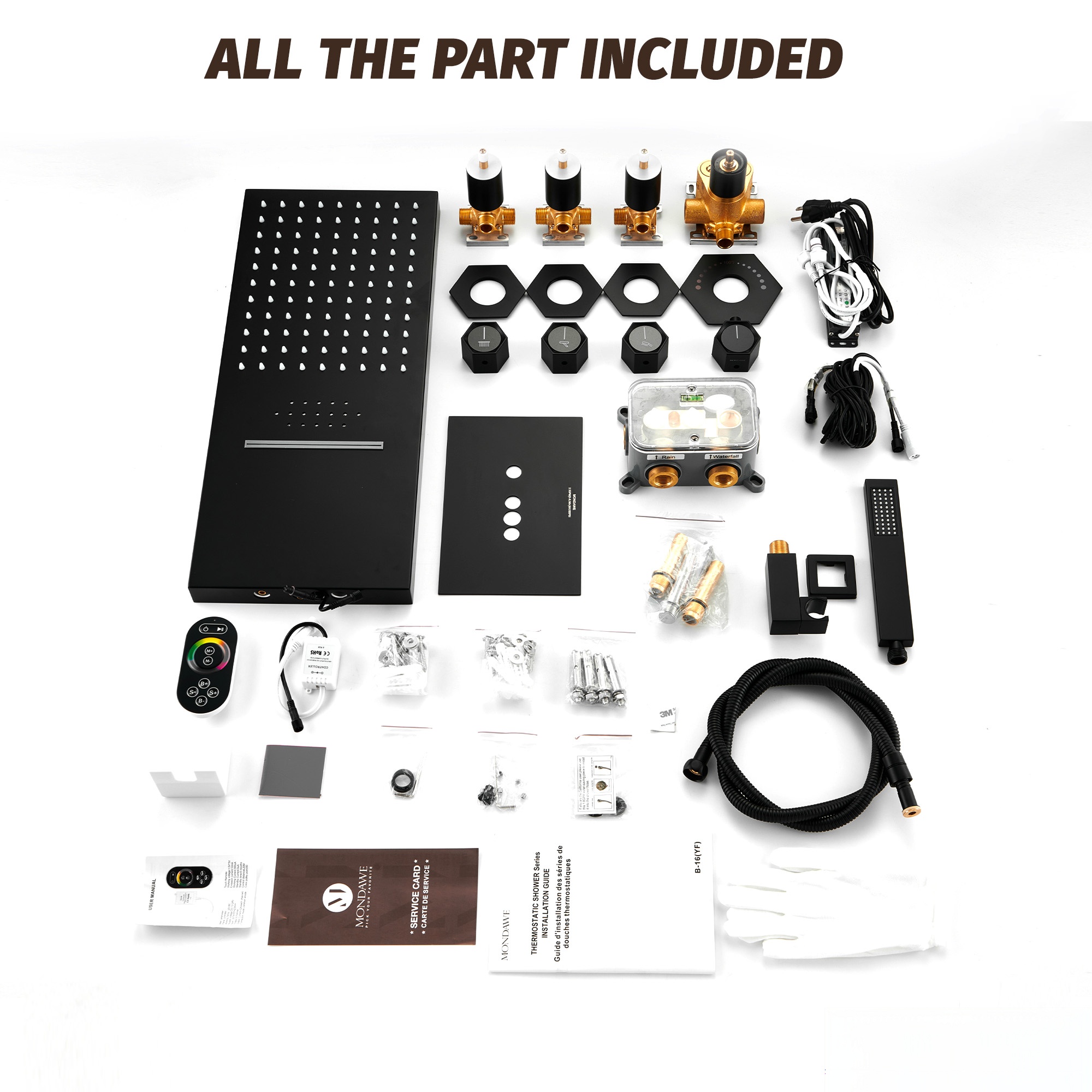 3 Functions Wall-Mounted Luxury LED and Music Thermostatic Complete Shower System Rough-in Valve Included