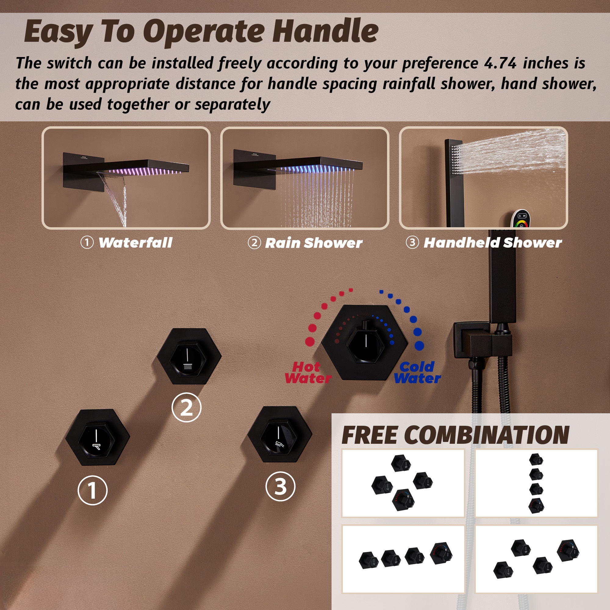 3 Functions Wall-Mounted Luxury LED and Music Thermostatic Complete Shower System Rough-in Valve Included