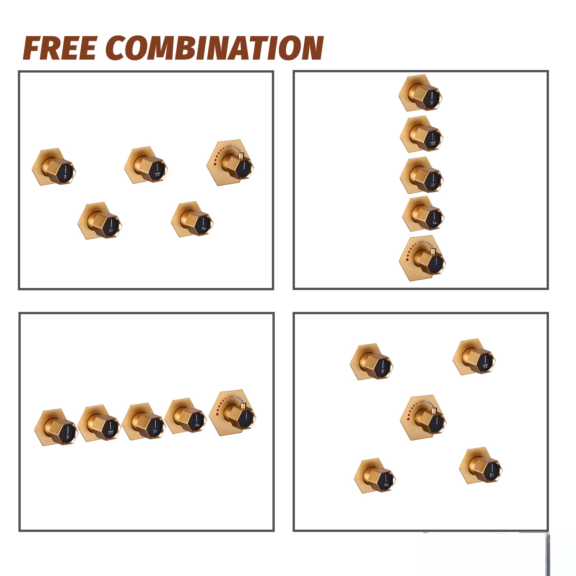 Thermostatic 4 Functions 12-inch Wall Mounted Rainfall Dual Shower Heads with Handheld and Body Jets (Rough-in Valve Included)