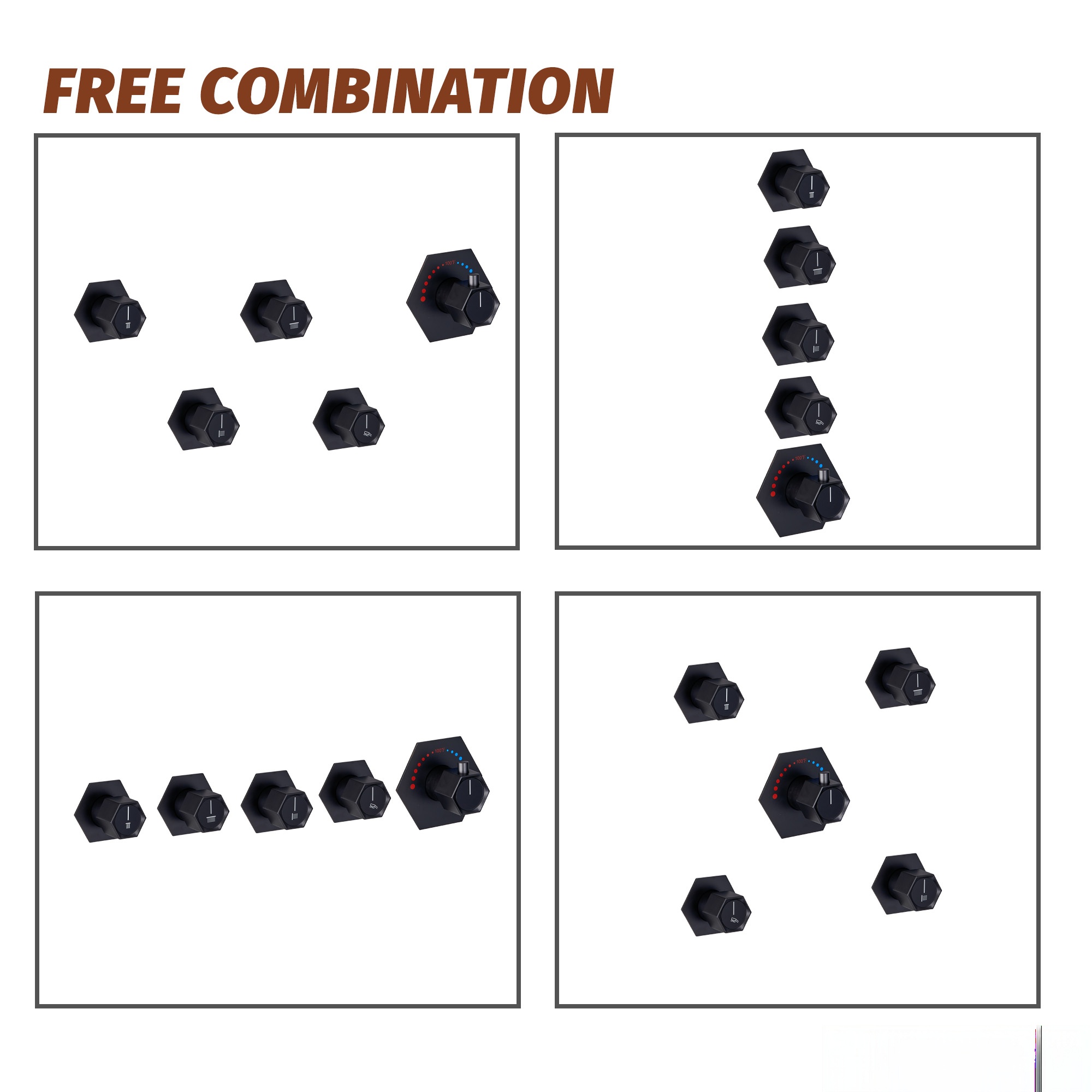 Thermostatic 4 Functions 12-inch Wall Mounted Rainfall Dual Shower Heads with Handheld and Body Jets (Rough-in Valve Included)