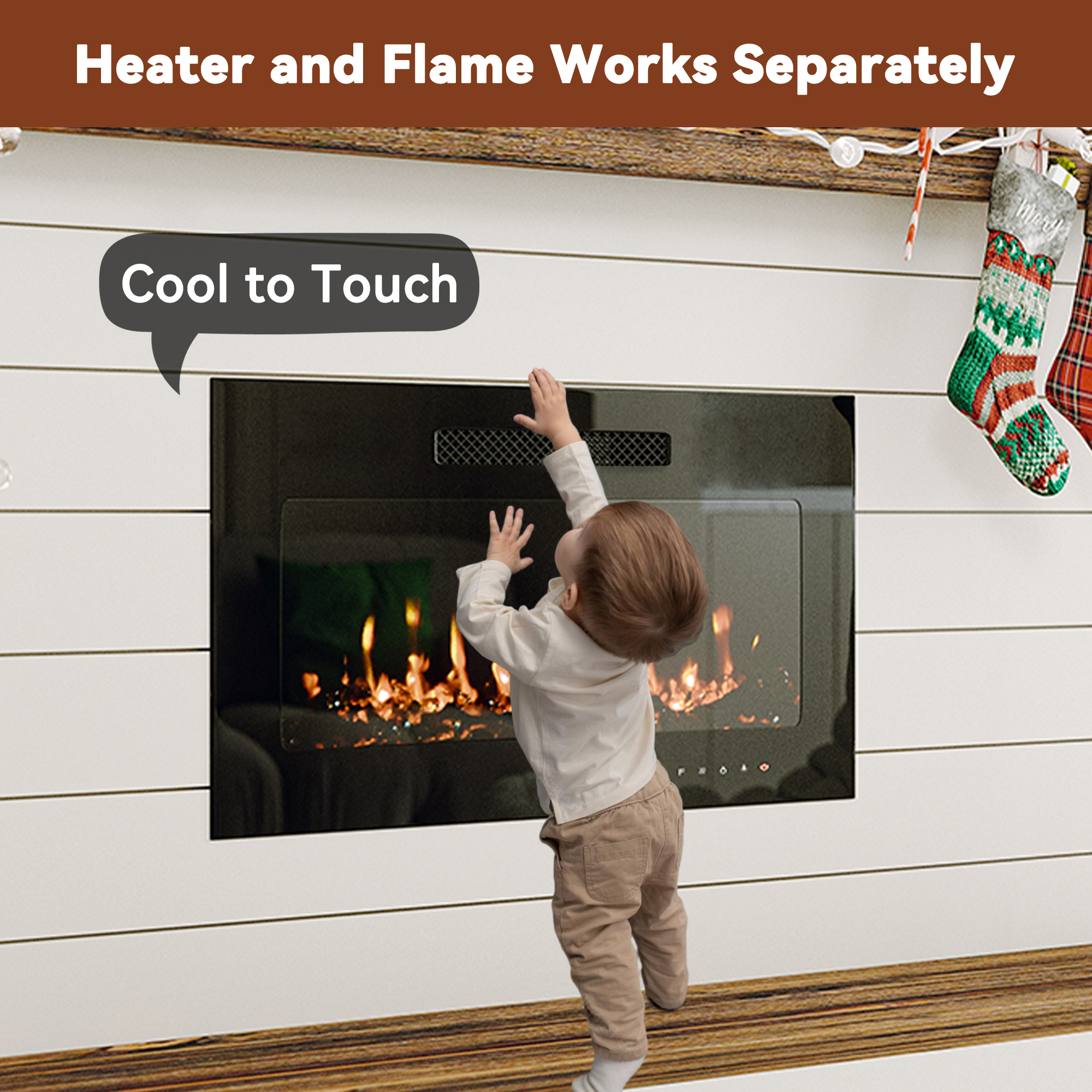5000 Maximum BTUs 30/36/50/42/60/72 Inch W Black Fan-forced Electric Heater Fireplace