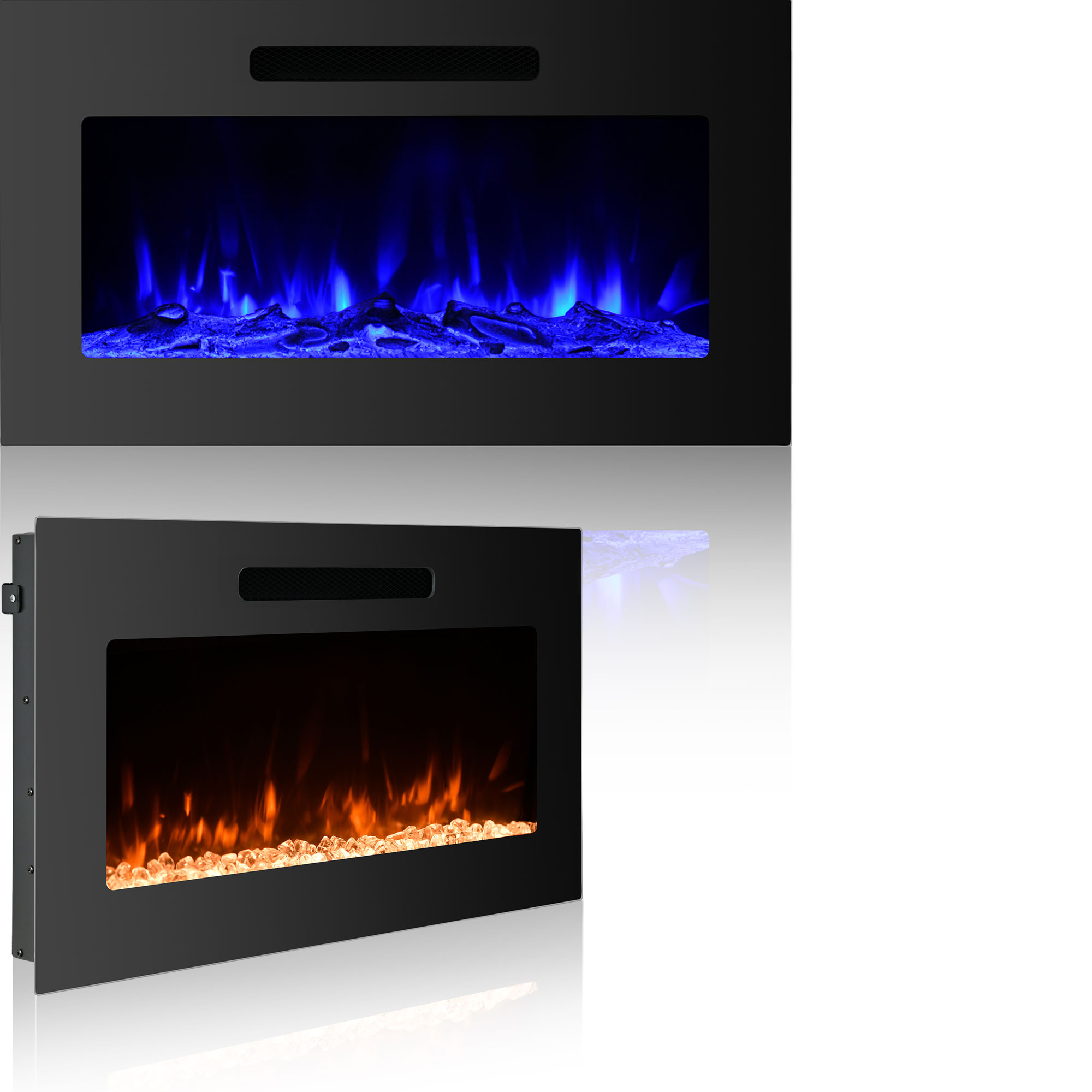 5000 Maximum BTUs 30/36/50/42/60/72 Inch W Black Fan-forced Electric Heater Fireplace