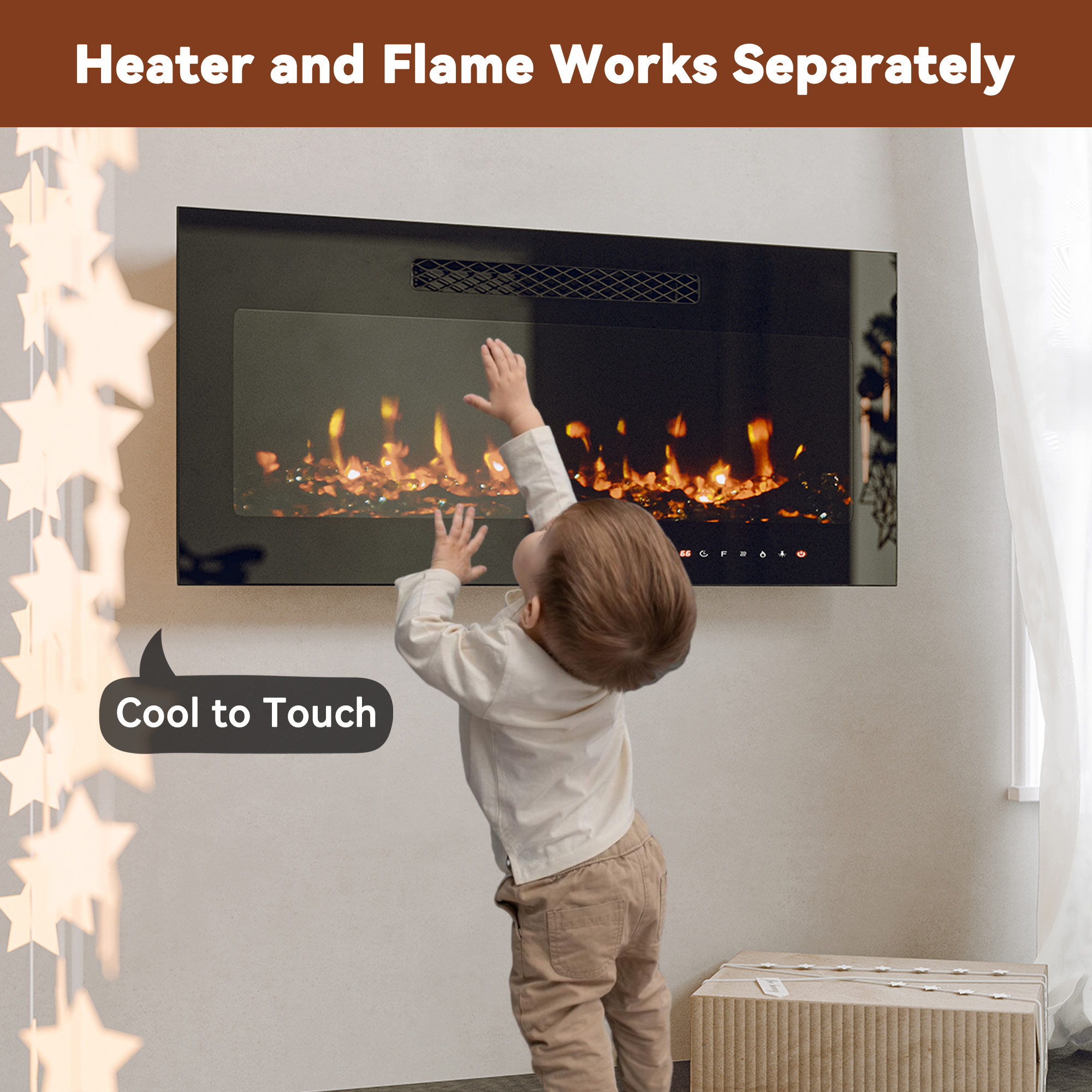 5000 Maximum BTUs 30/36/50/42/60/72 Inch W Black Fan-forced Electric Heater Fireplace