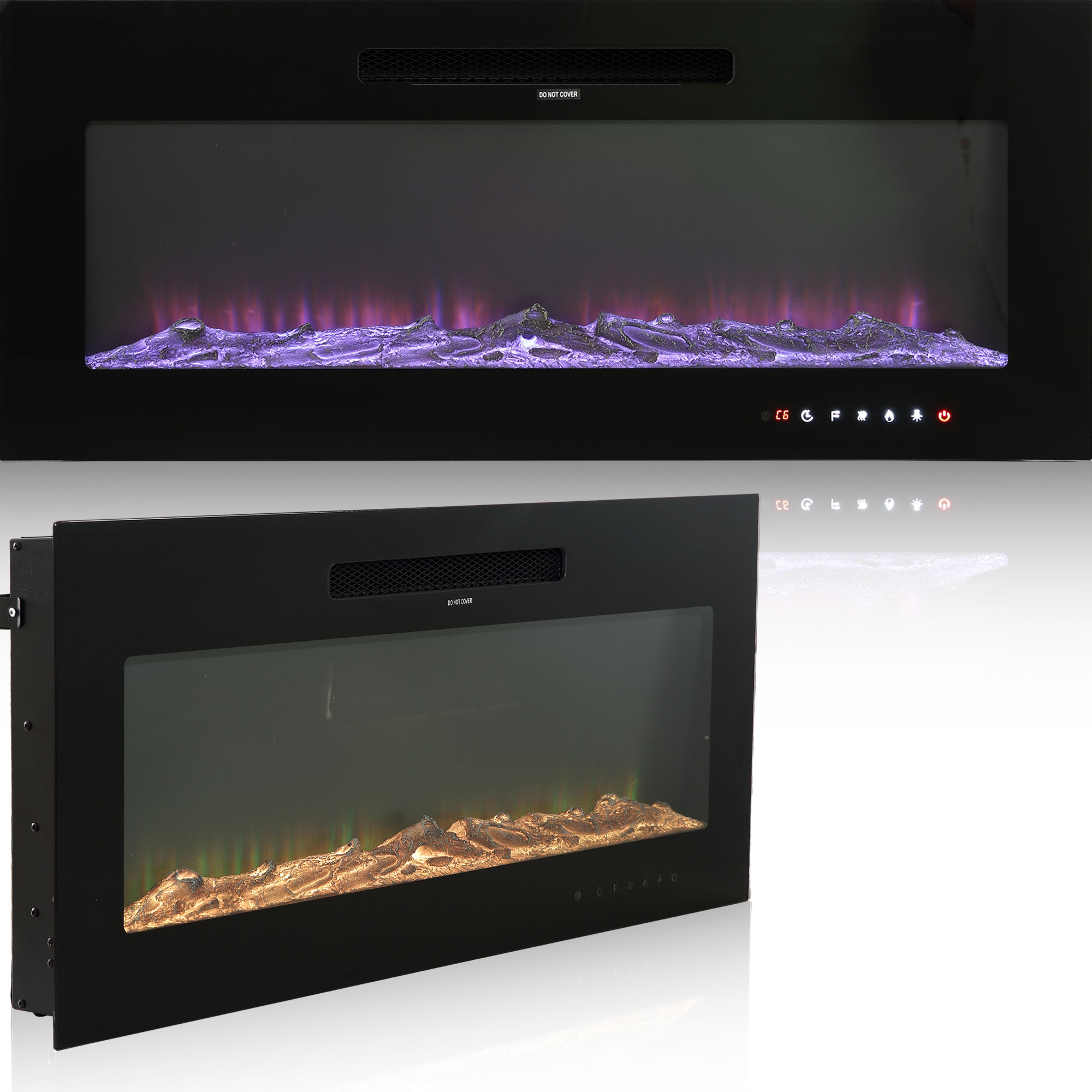 5000 Maximum BTUs 30/36/50/42/60/72 Inch W Black Fan-forced Electric Heater Fireplace