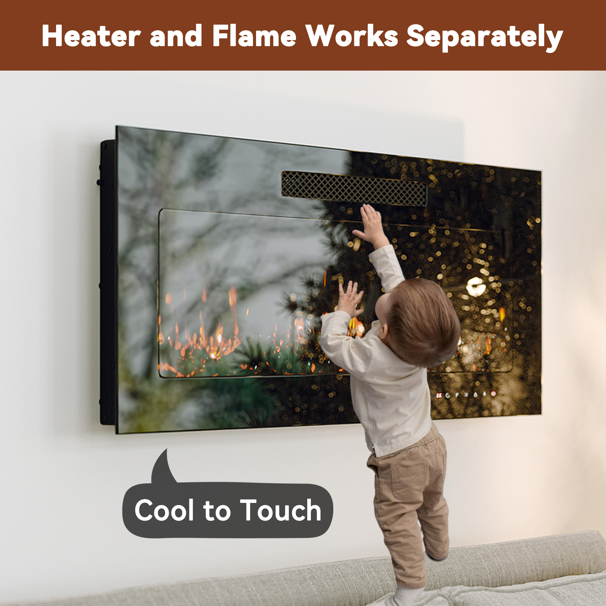 5000 Maximum BTUs 30/36/50/42/60/72 Inch W Black Fan-forced Electric Heater Fireplace