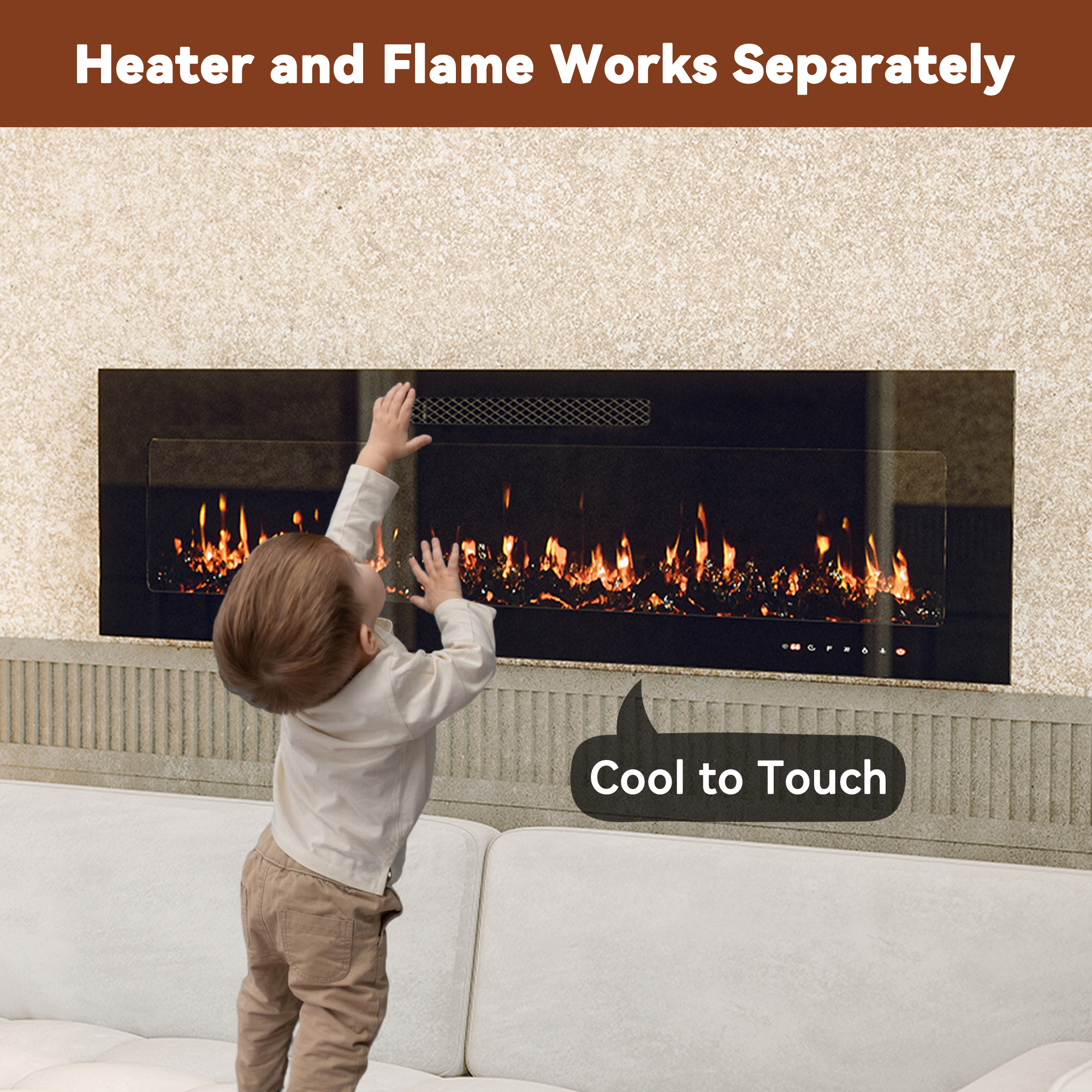 5000 Maximum BTUs 30/36/50/42/60/72 Inch W Black Fan-forced Electric Heater Fireplace