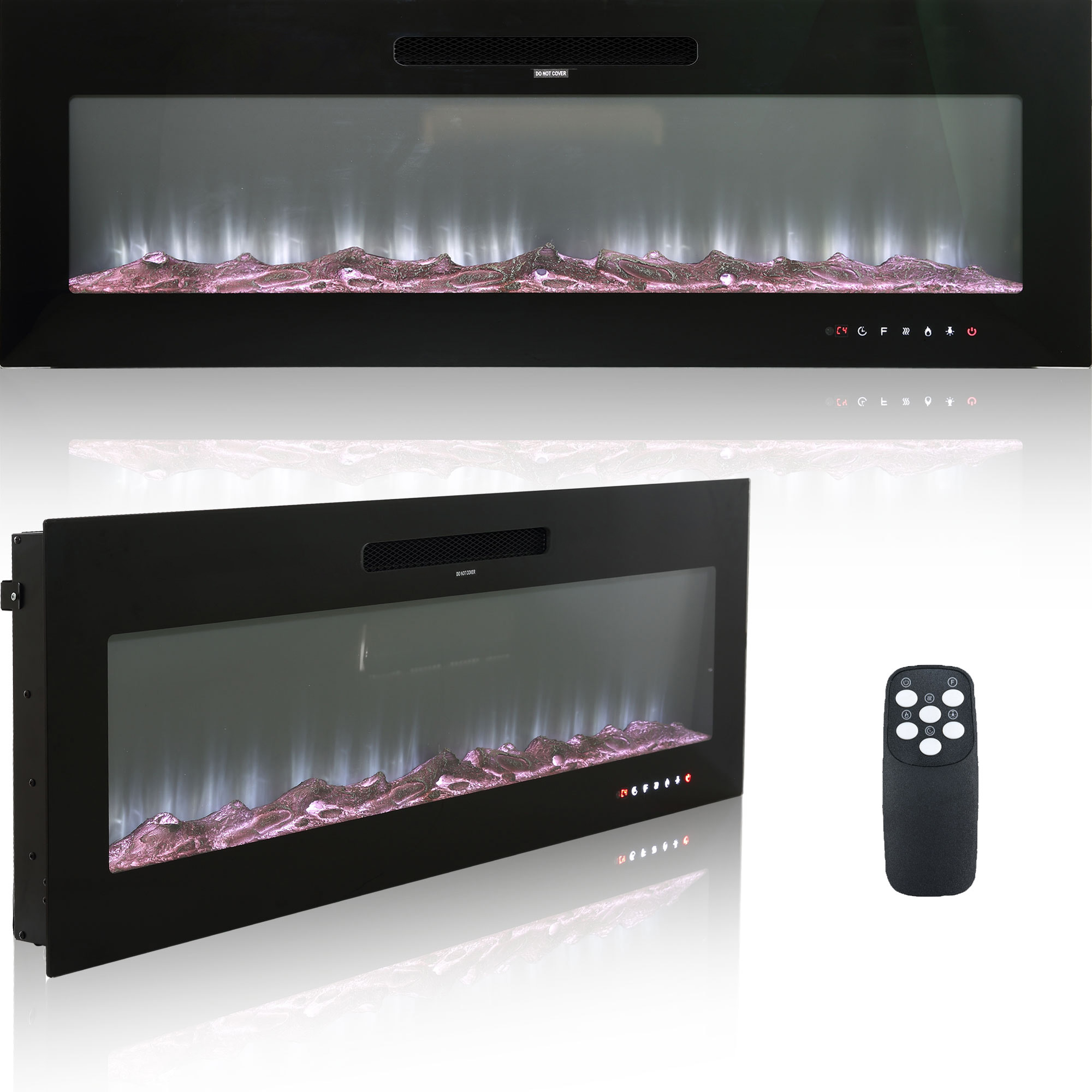 5000 Maximum BTUs 30/36/50/42/60/72 Inch W Black Fan-forced Electric Heater Fireplace