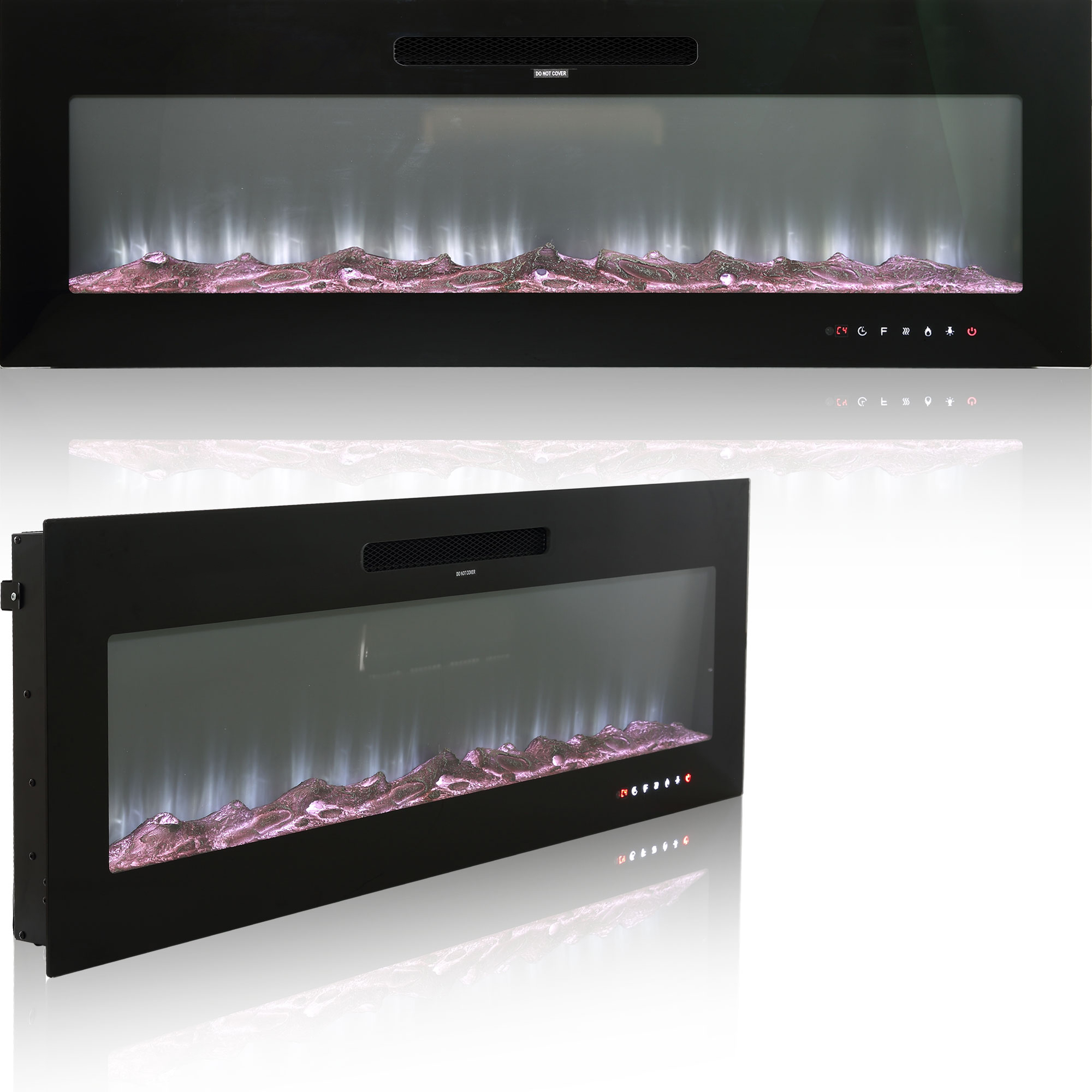 5000 Maximum BTUs 30/36/50/42/60/72 Inch W Black Fan-forced Electric Heater Fireplace