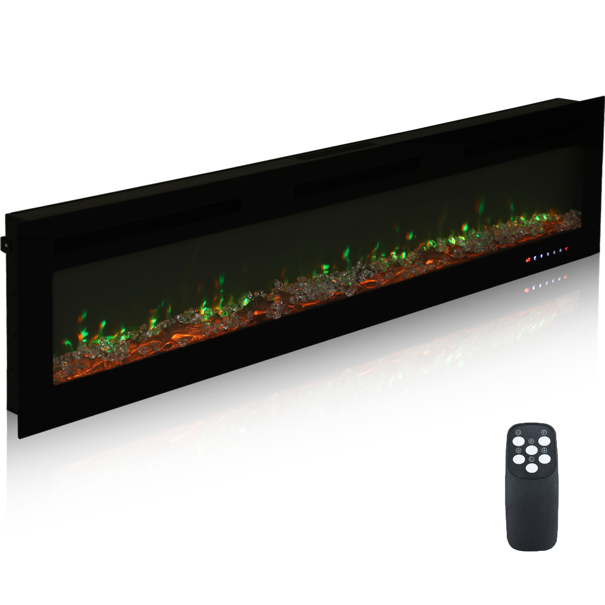 5000 Maximum BTUs 30/36/50/42/60/72 Inch W Black Fan-forced Electric Heater Fireplace