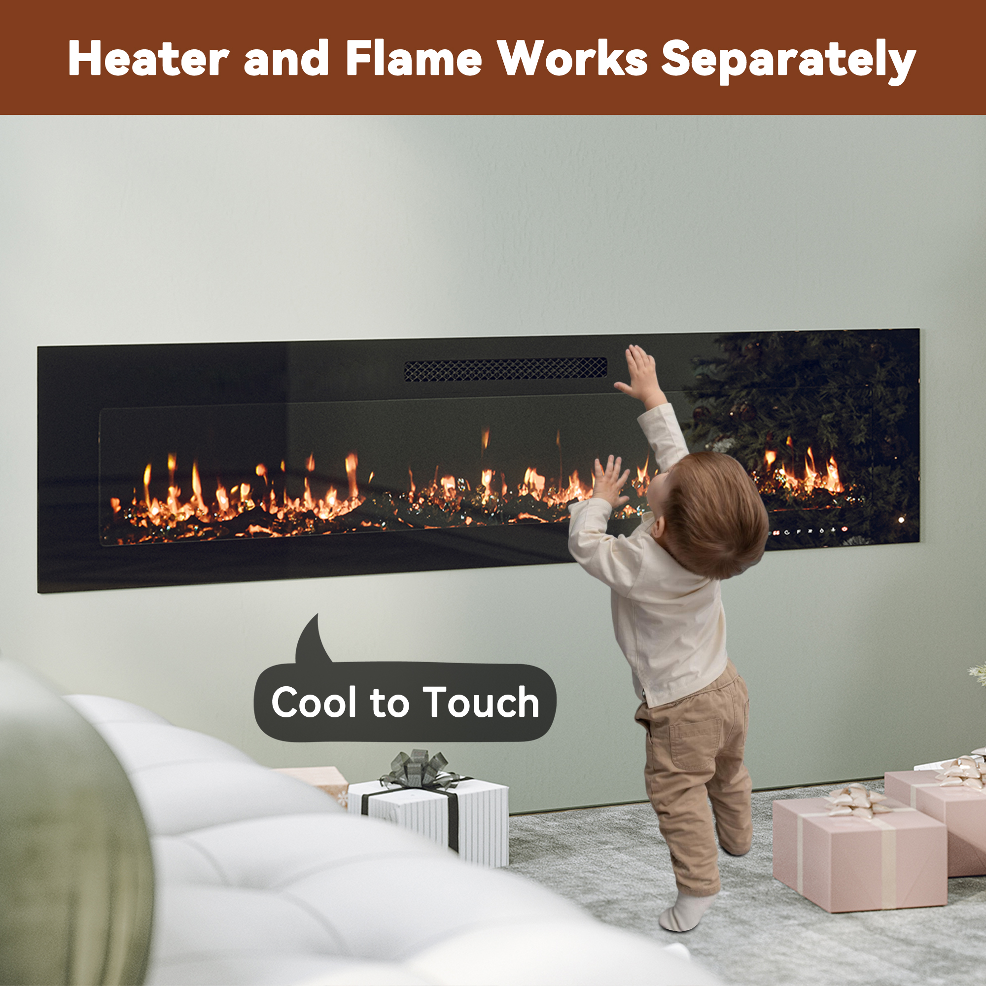 5000 Maximum BTUs 30/36/50/42/60/72 Inch W Black Fan-forced Electric Heater Fireplace