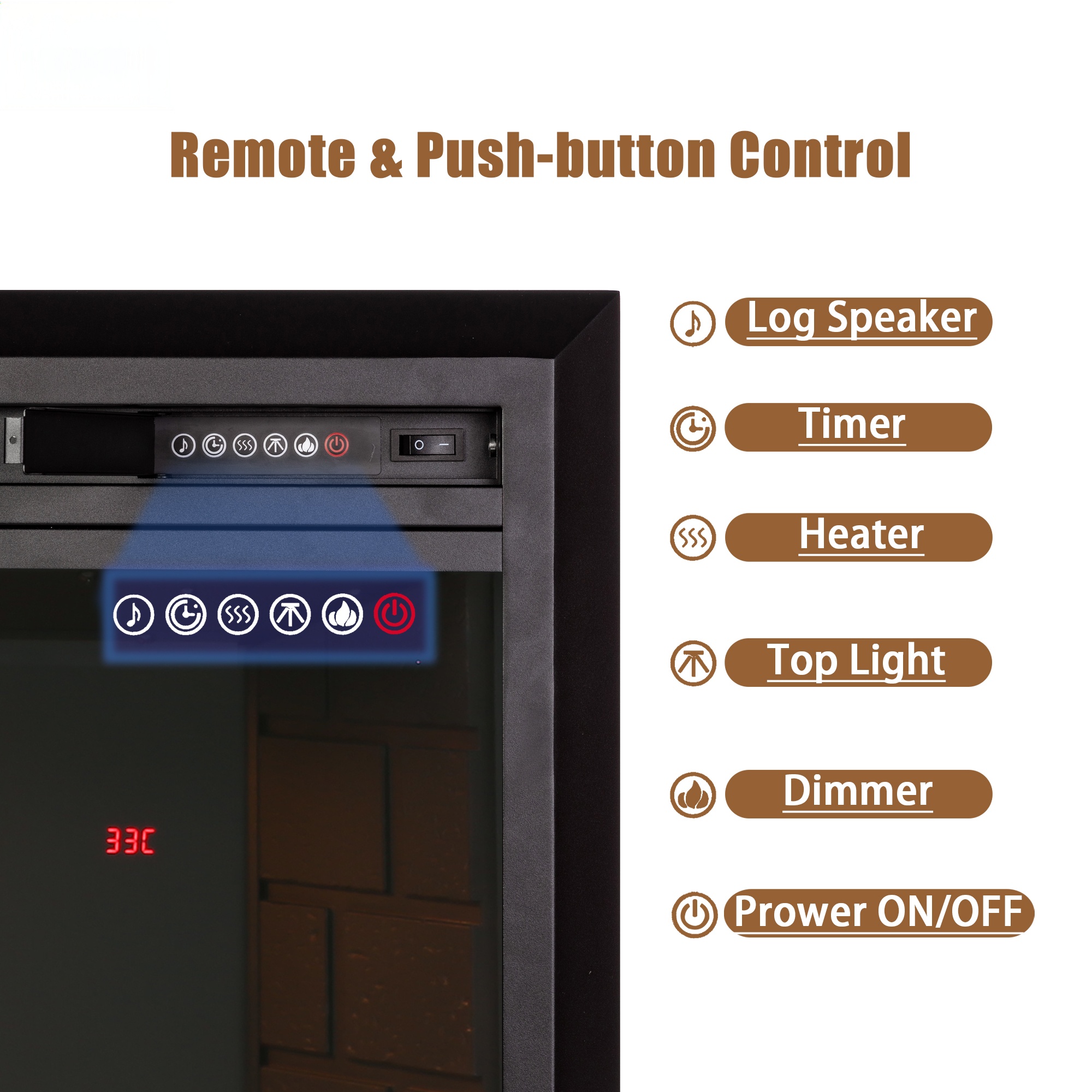 Electric Fireplace Insert with Crackling Sound, 30 Inch Recessed Fireplace Heater