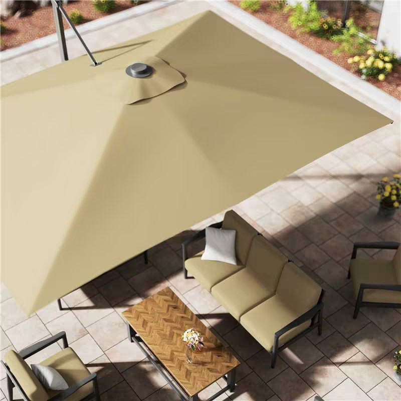 10ft Square Bluetooth Ambient Light 360° Rotation Outdoor Cantilever Tilt Patio Umbrella