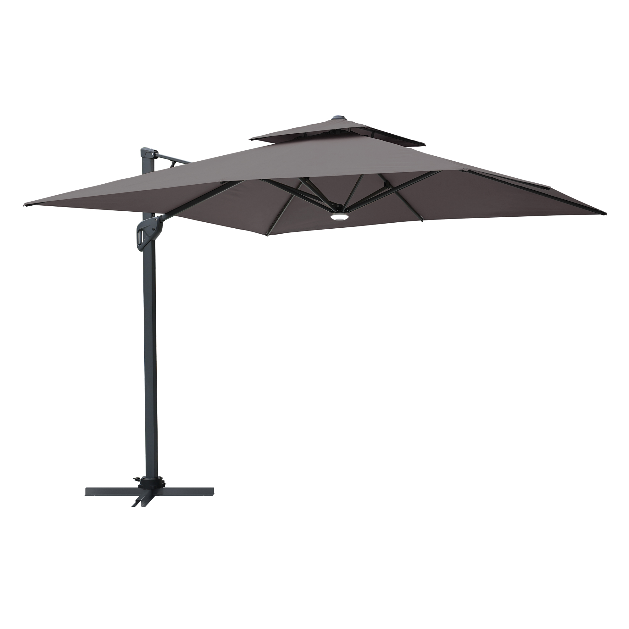 10 ft. Square Cantilever Umbrella Outdoor Patio Umbrella With Lights Aluminum Outdoor Patio Umbrella