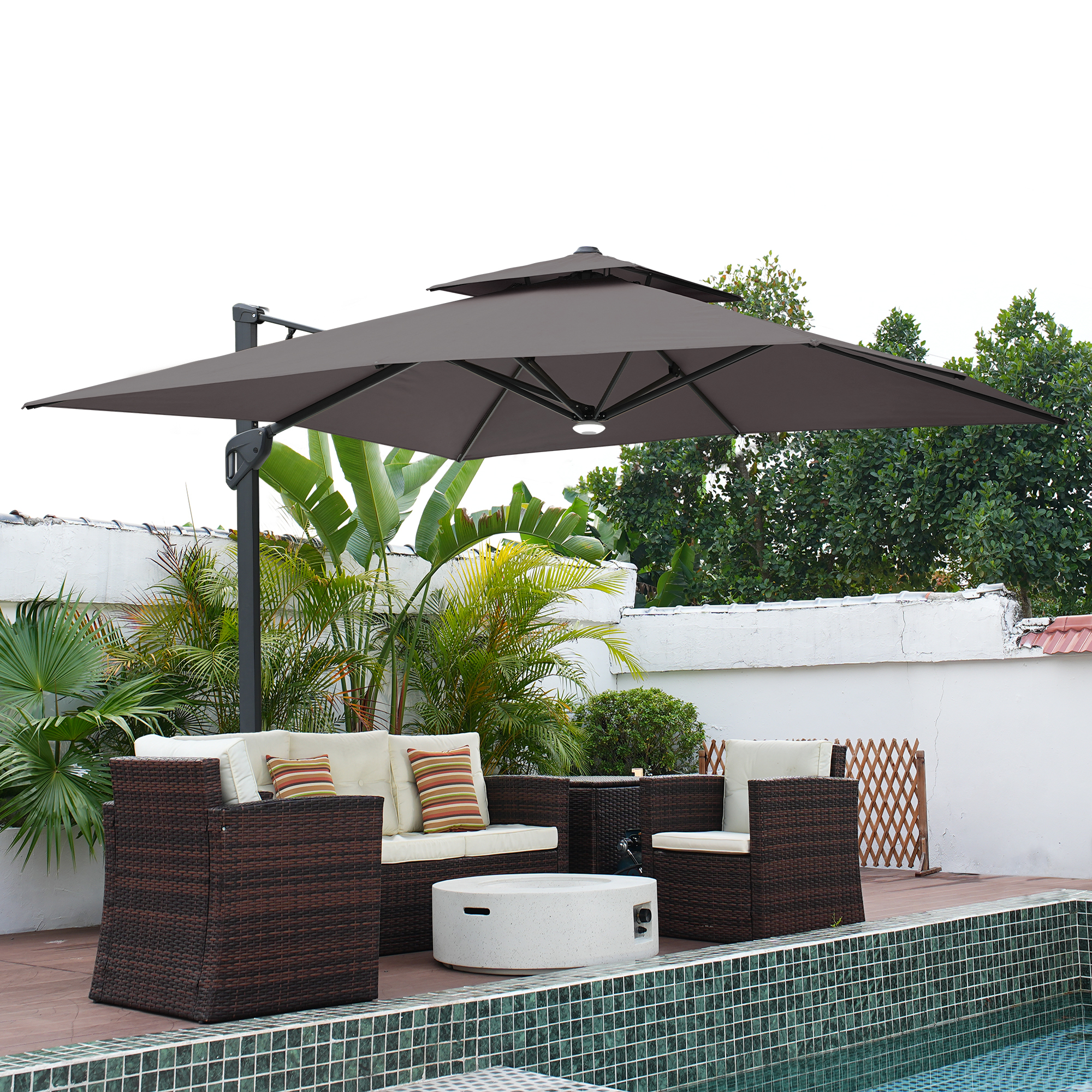 Cantilever Patio Umbrella with Base 10 ft Aluminum Outdoor Umbrellas