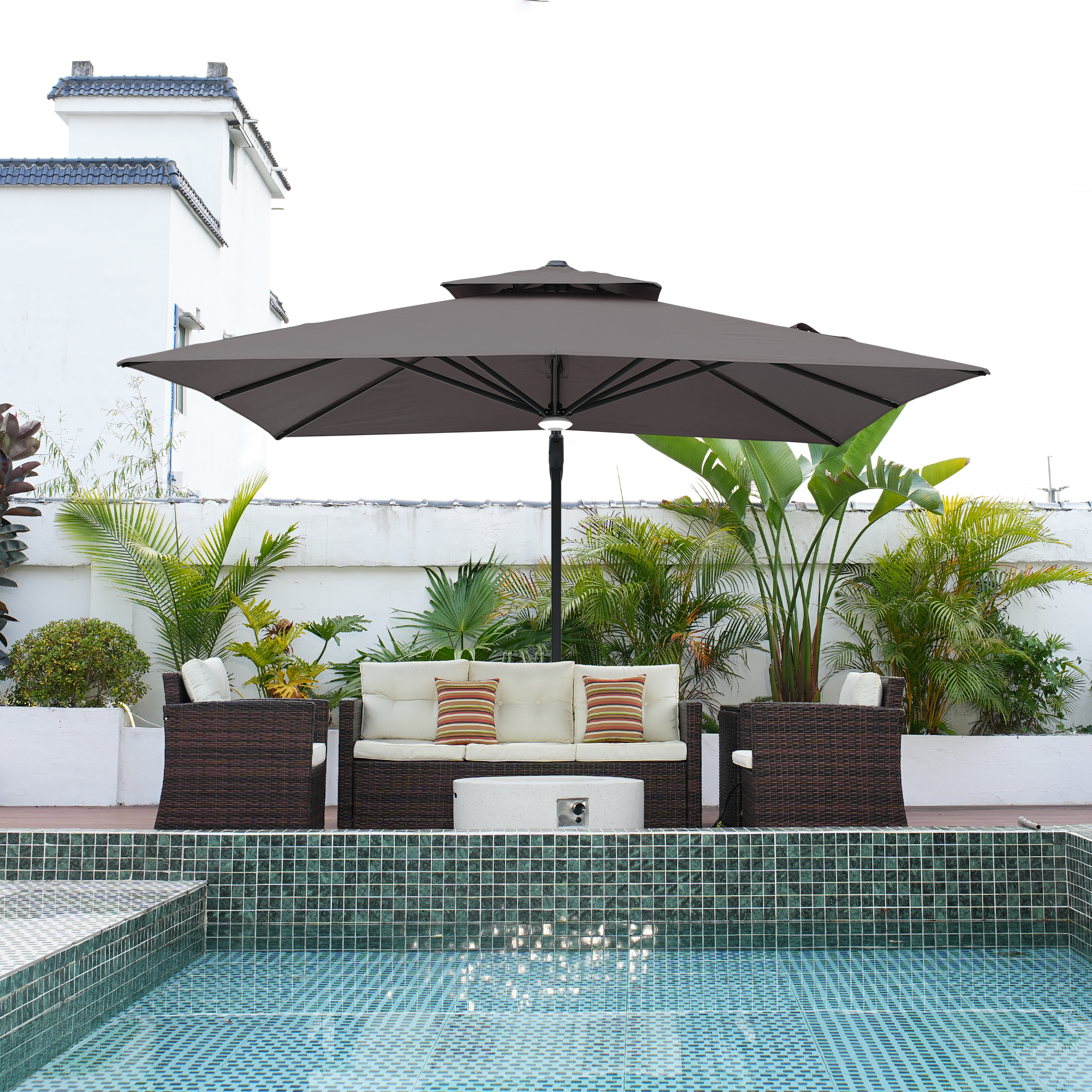 Cantilever Patio Umbrella with Base 10 ft Aluminum Outdoor Umbrellas