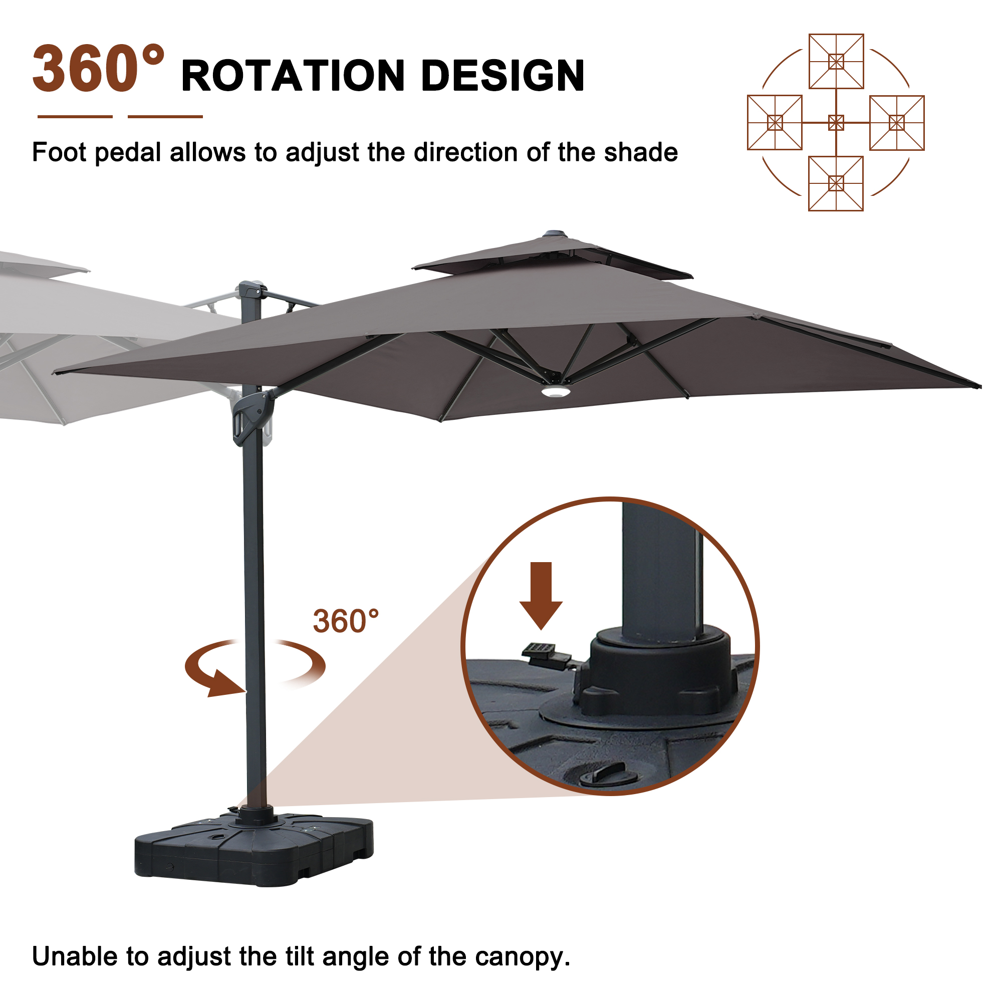 Cantilever Patio Umbrella with Base 10 ft Aluminum Outdoor Umbrellas