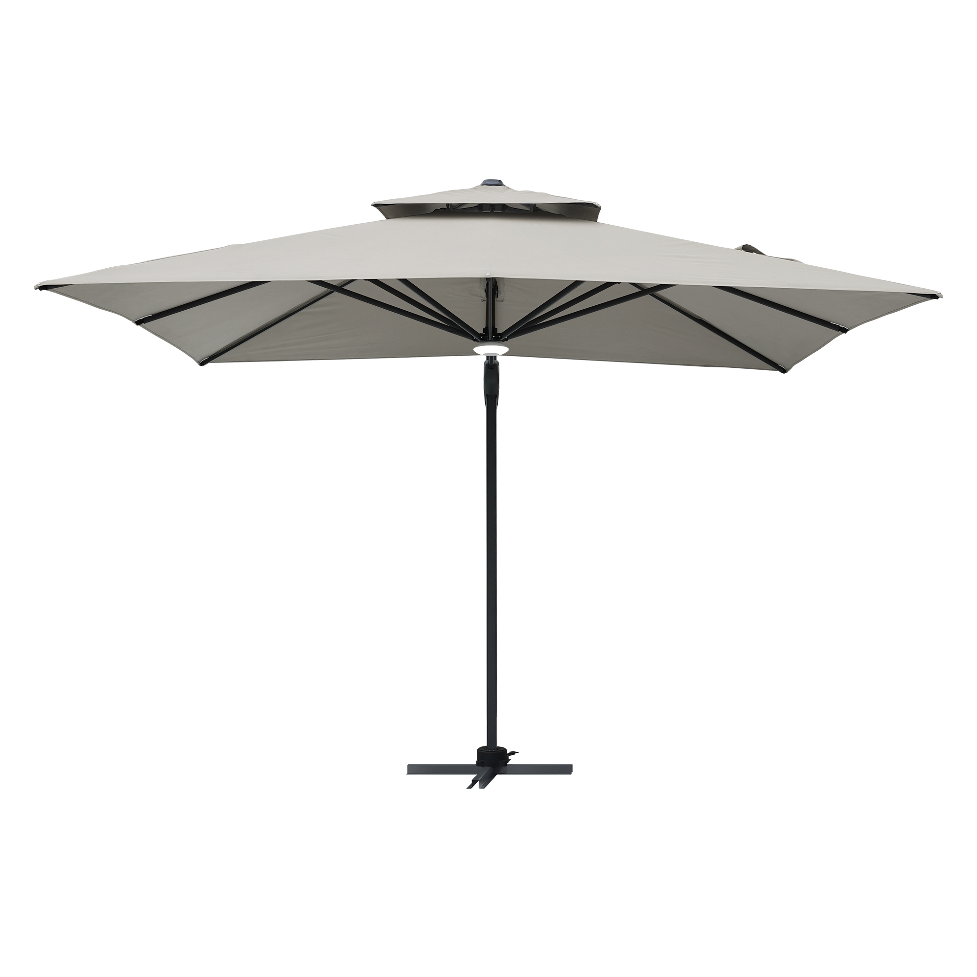 10 ft. Square Cantilever Umbrella Outdoor Patio Umbrella With Lights Aluminum Outdoor Patio Umbrella