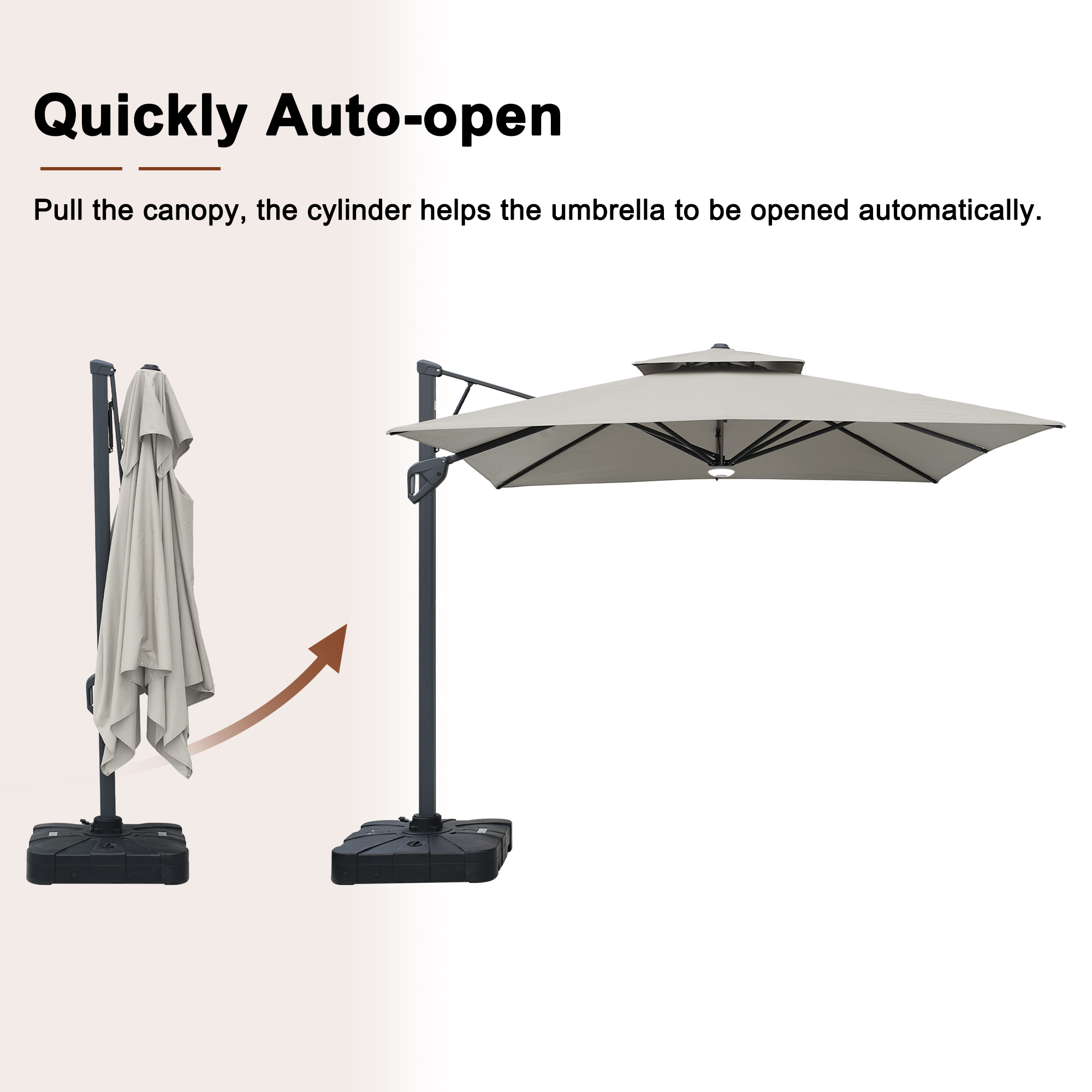 Cantilever Patio Umbrella with Base 10 ft Aluminum Outdoor Umbrellas