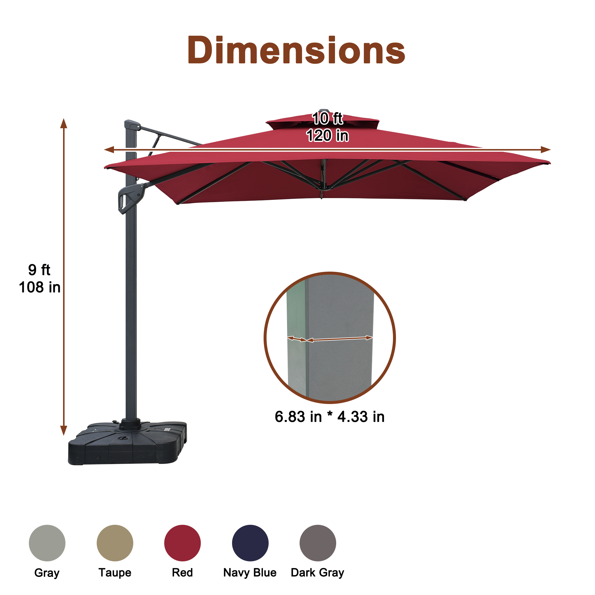 Cantilever Pool Umbrellas 10ft Cantilever Patio Umbrella with Base