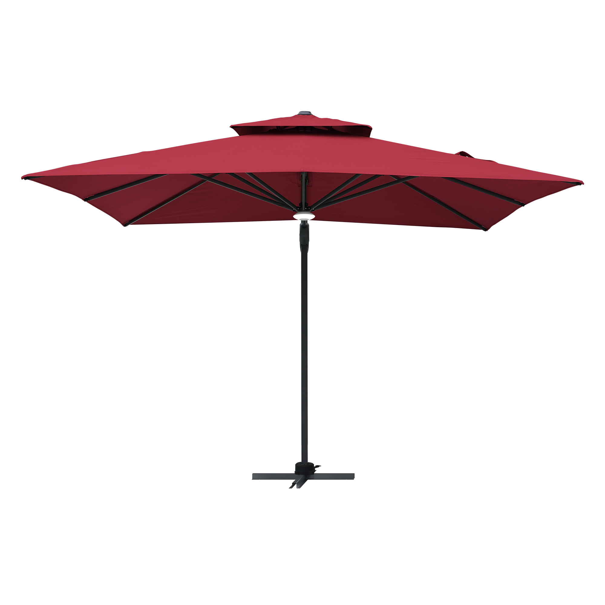 10 ft. Square Cantilever Umbrella Outdoor Patio Umbrella With Lights Aluminum Outdoor Patio Umbrella
