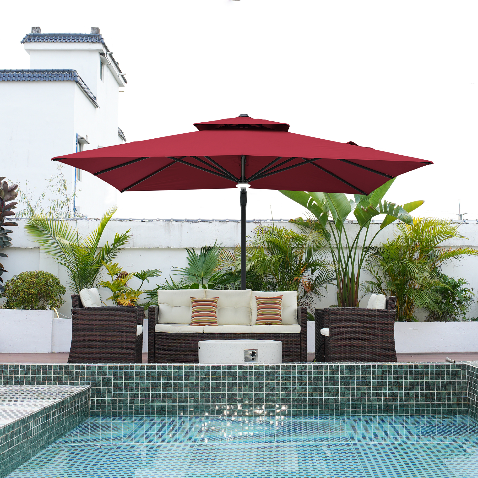 Cantilever Patio Umbrella with Base 10 ft Aluminum Outdoor Umbrellas