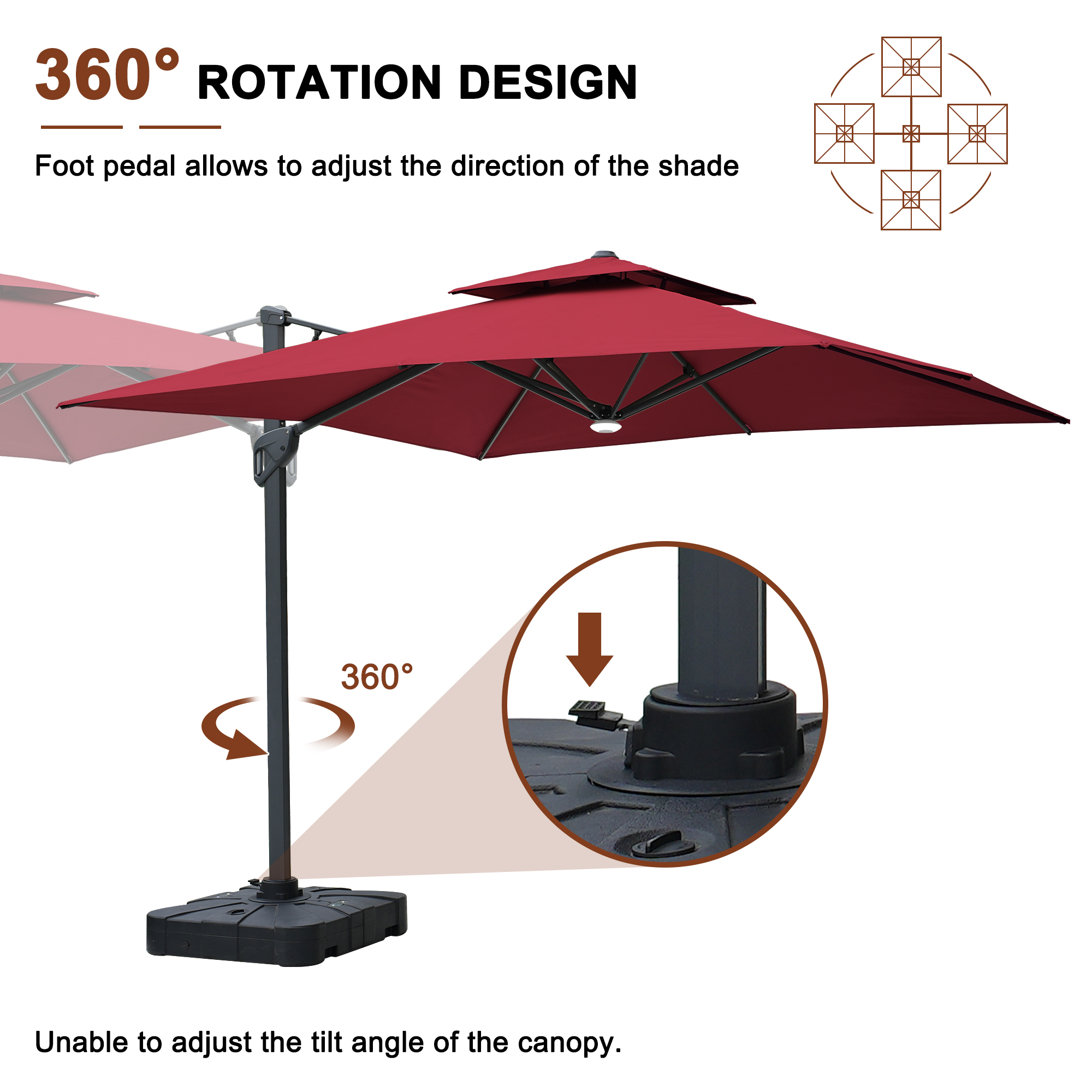 Cantilever Patio Umbrella with Base 10 ft Aluminum Outdoor Umbrellas