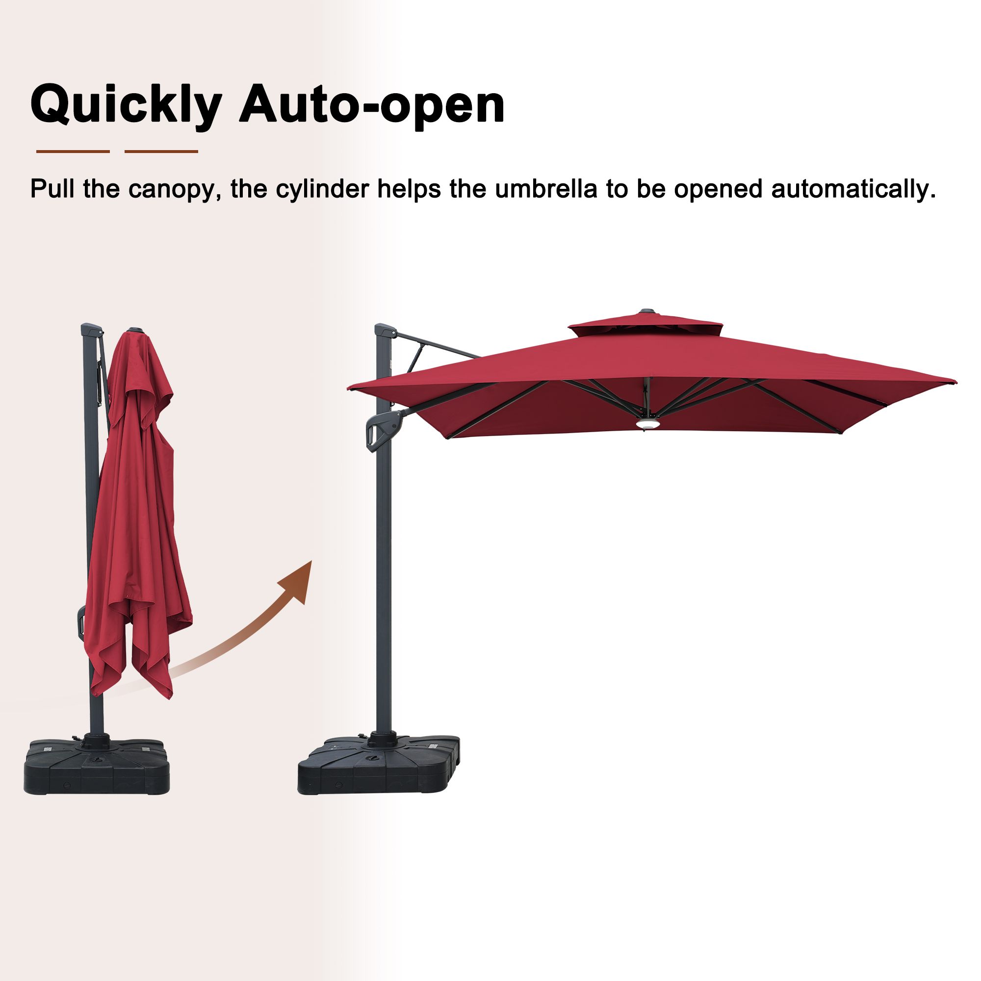 Cantilever Patio Umbrella with Base 10 ft Aluminum Outdoor Umbrellas