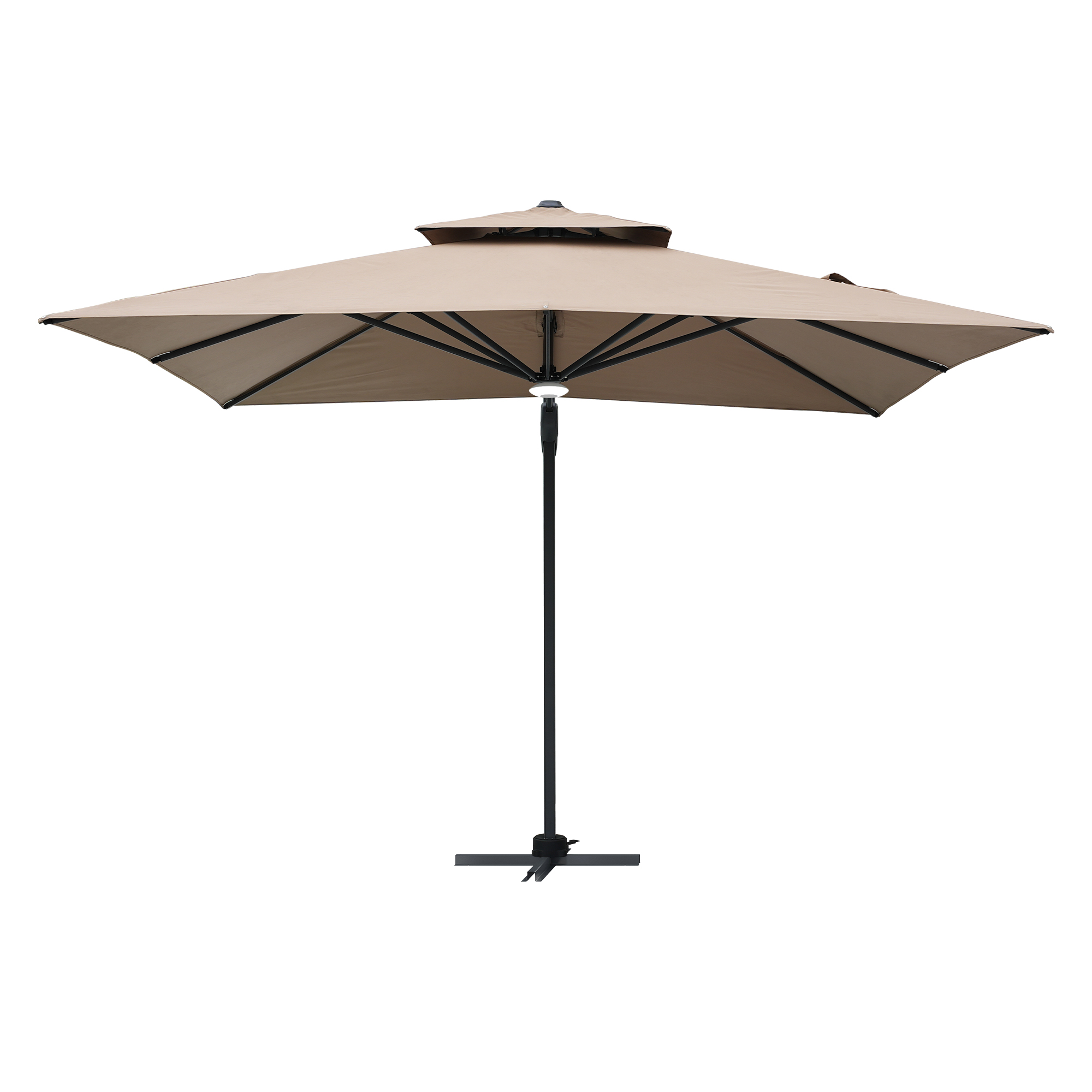 10 ft. Square Cantilever Umbrella Outdoor Patio Umbrella With Lights Aluminum Outdoor Patio Umbrella