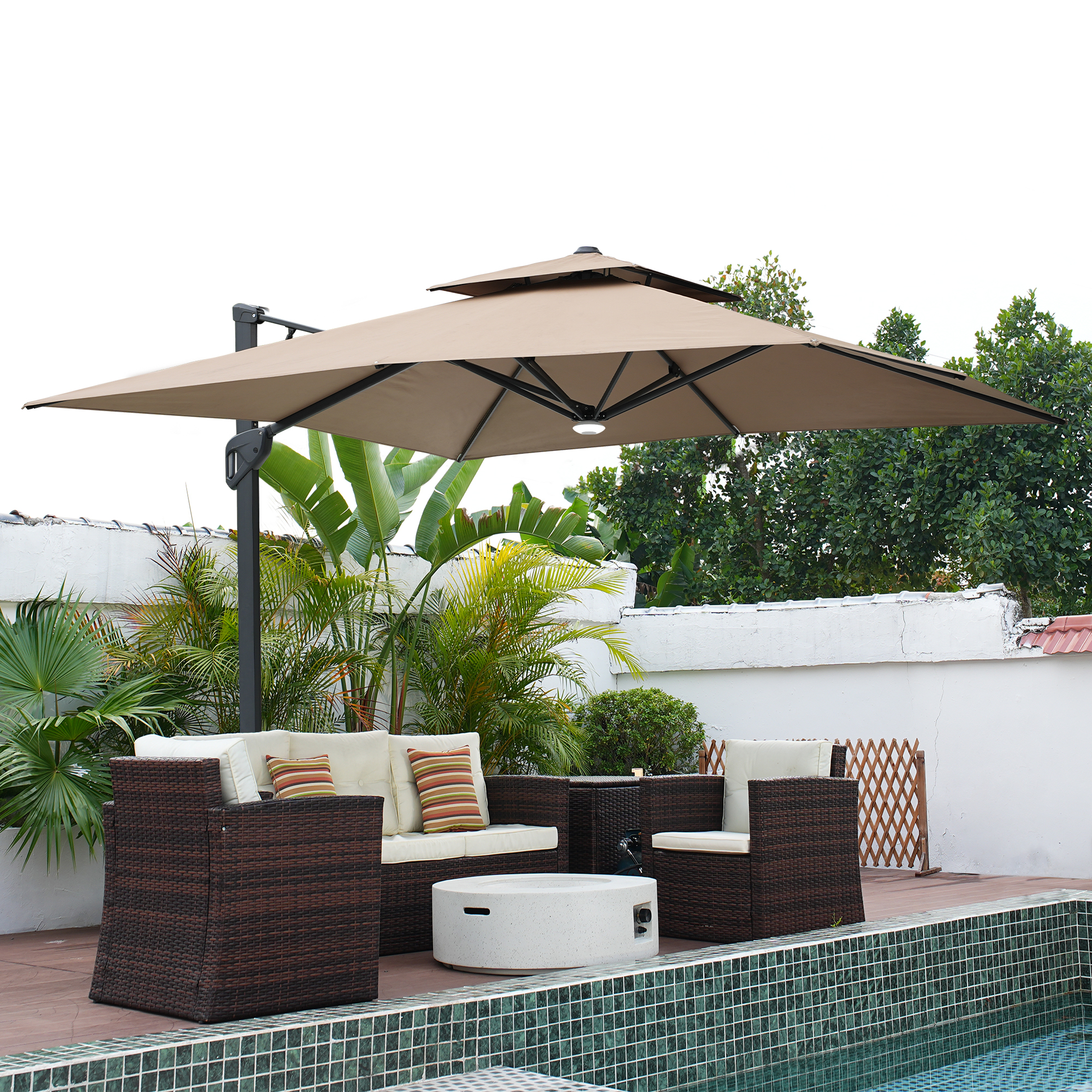 Cantilever Patio Umbrella with Base 10 ft Aluminum Outdoor Umbrellas
