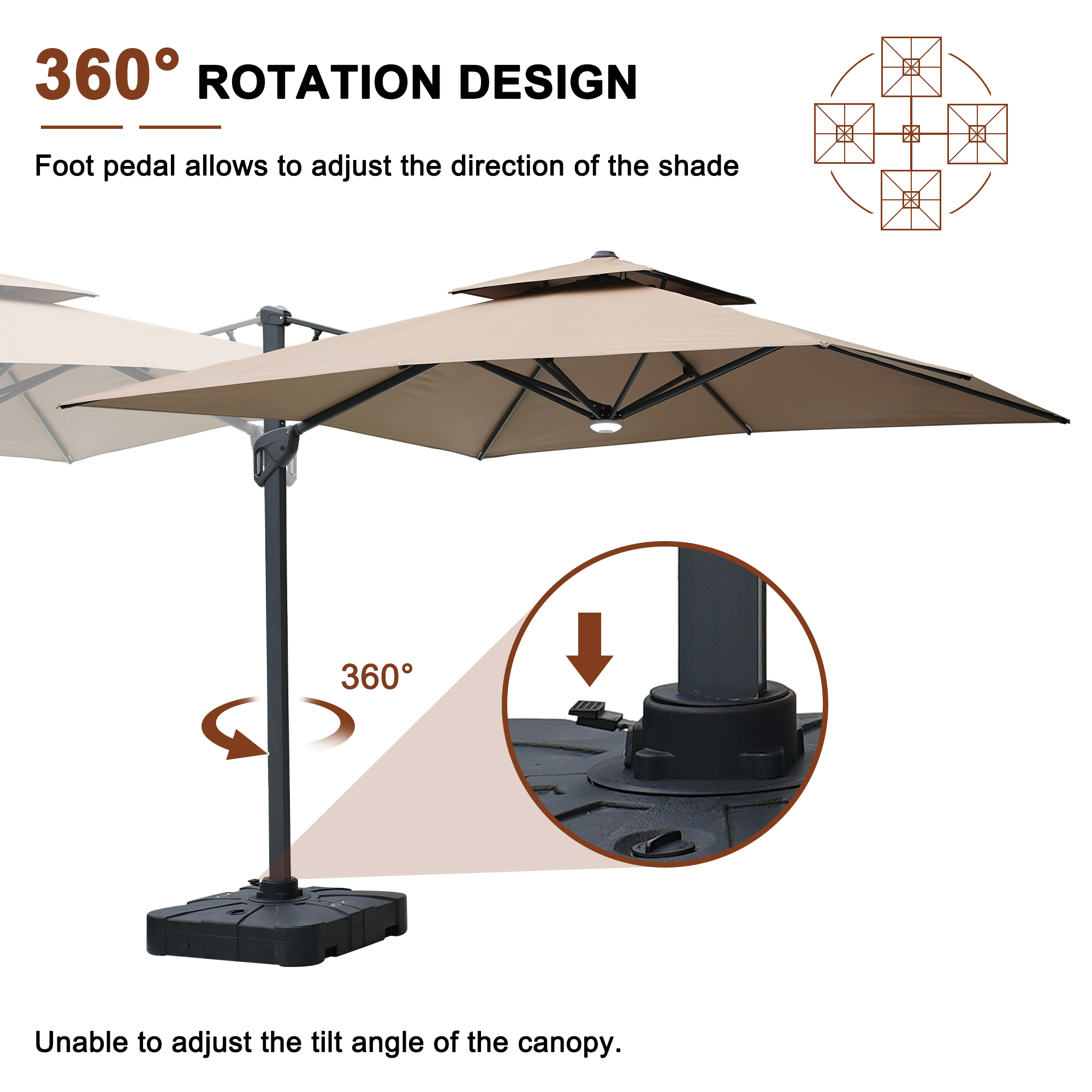 Cantilever Patio Umbrella with Base 10 ft Aluminum Outdoor Umbrellas