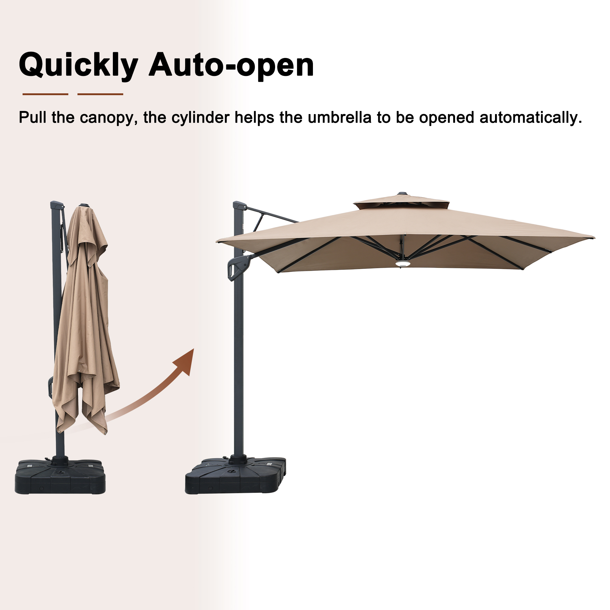 Cantilever Patio Umbrella with Base 10 ft Aluminum Outdoor Umbrellas