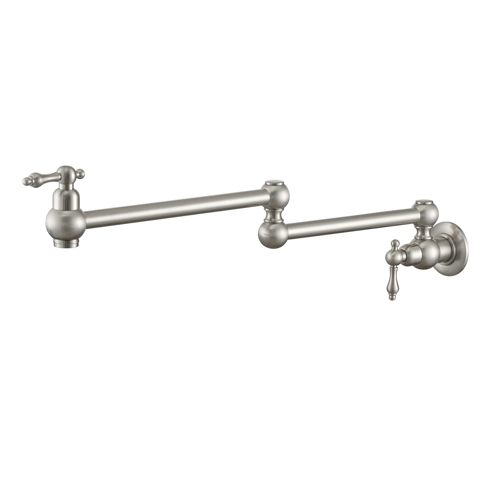 Brushed Nickel Pot Filler Faucet, Wall Mount Stove Faucet, Double Handle Brass Folding Pasta Faucet Over Stove, Kitchen Pot Faucet with Double Joint Swing Arms, 1.8 GPM, 360°Rotation Visit the MONDAWE Store