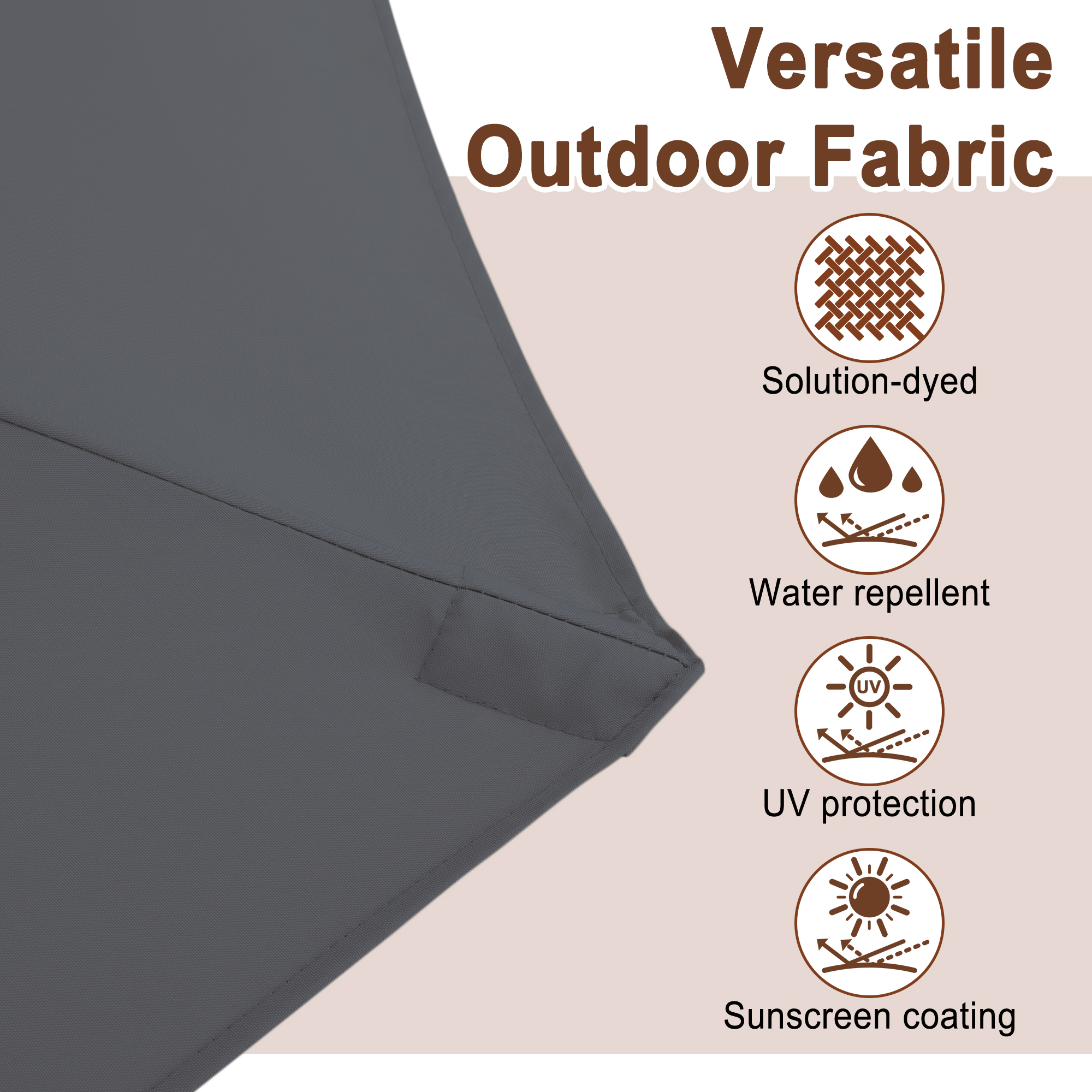 15ft Double-Sided Outdoor Umbrella with Solar String Lights & Base