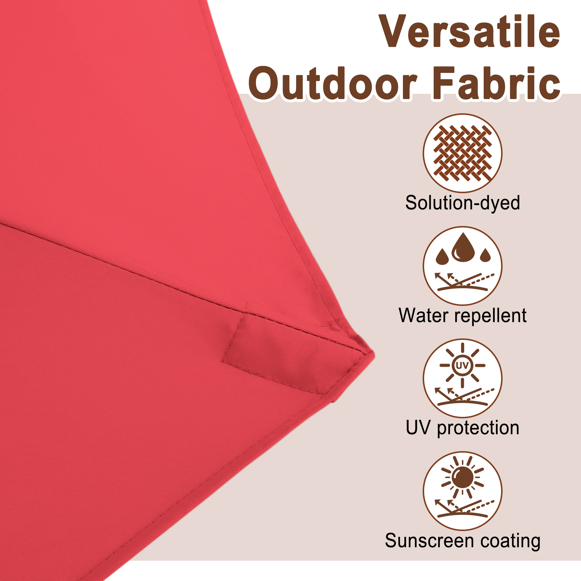 15ft Double-Sided Outdoor Umbrella with Solar String Lights & Base