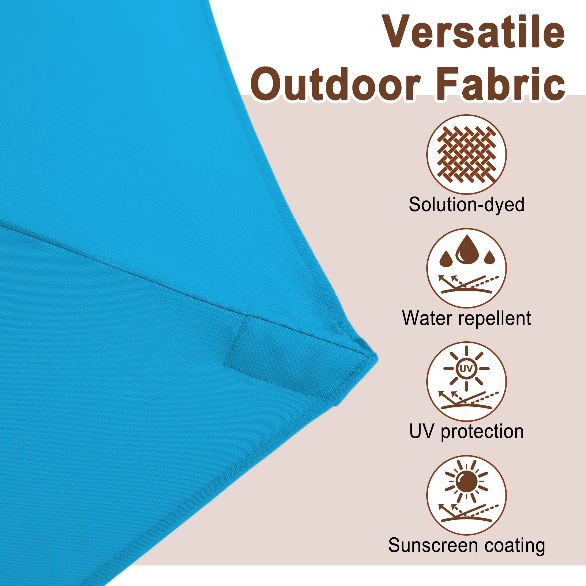 15ft Double-Sided Outdoor Umbrella with Solar String Lights & Base