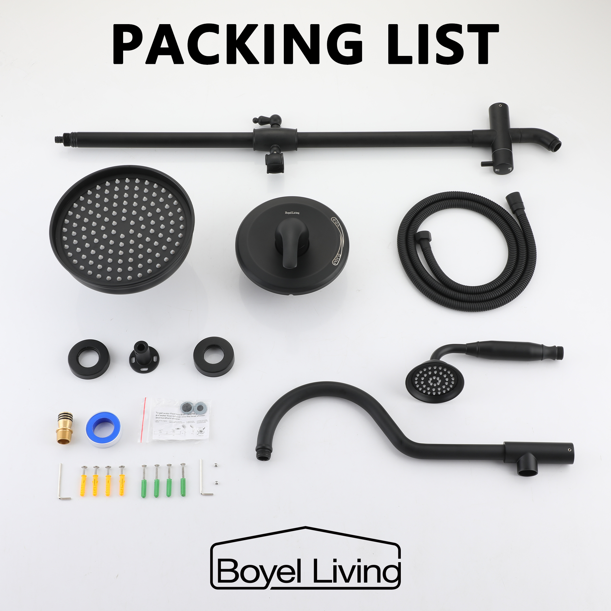 8 Inch Stainless Steel Overhead Shower System Showerhead In Matte Black