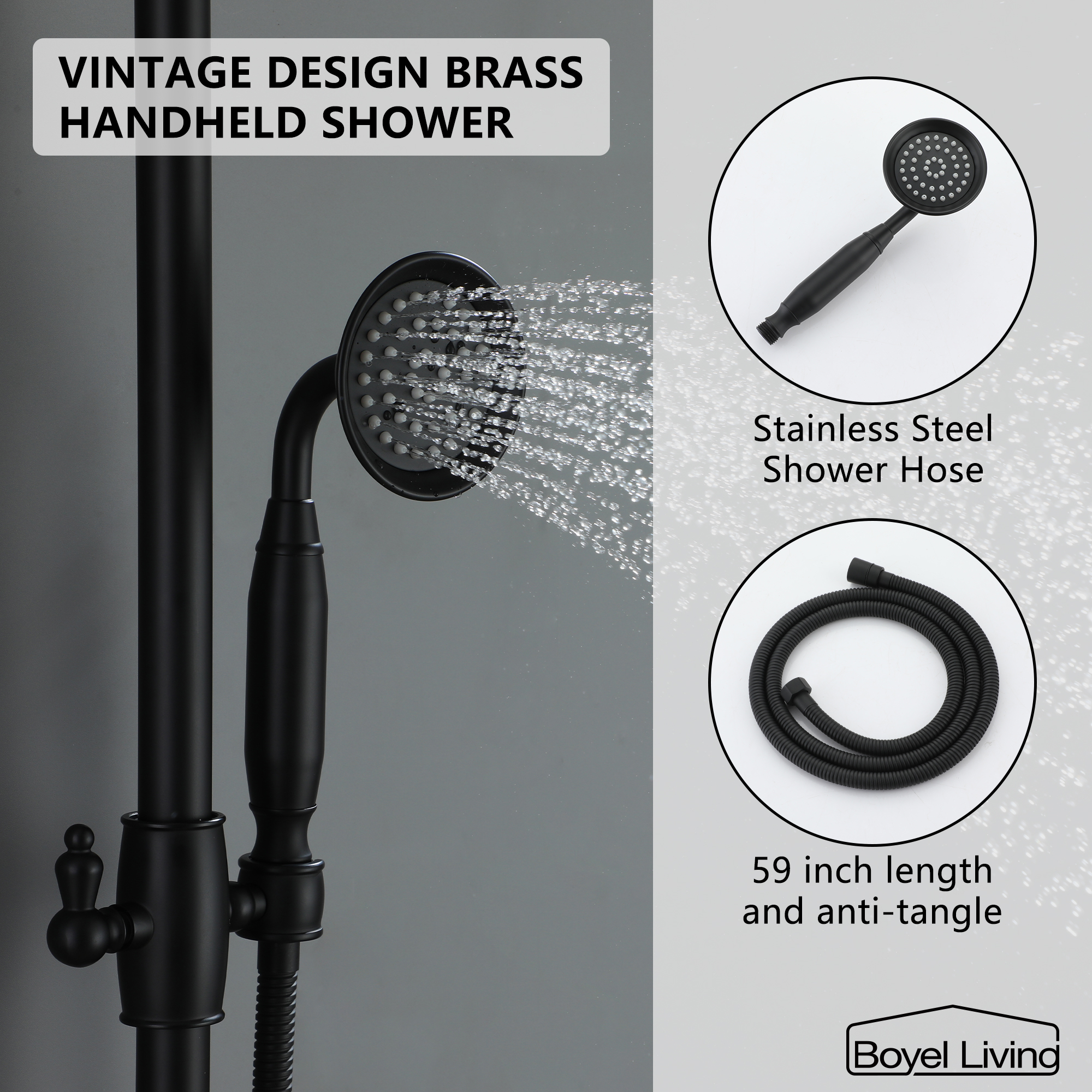 8 Inch Stainless Steel Overhead Shower System Showerhead In Matte Black